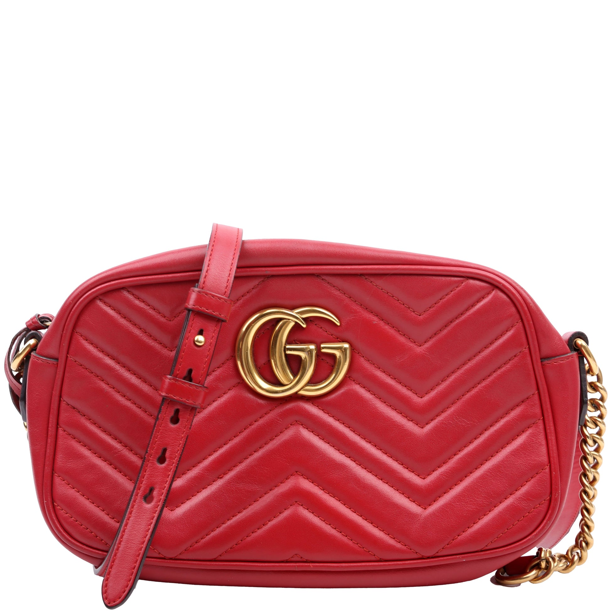 Gucci Marmont Camera Leather Red Small Travel Bag Camera Red