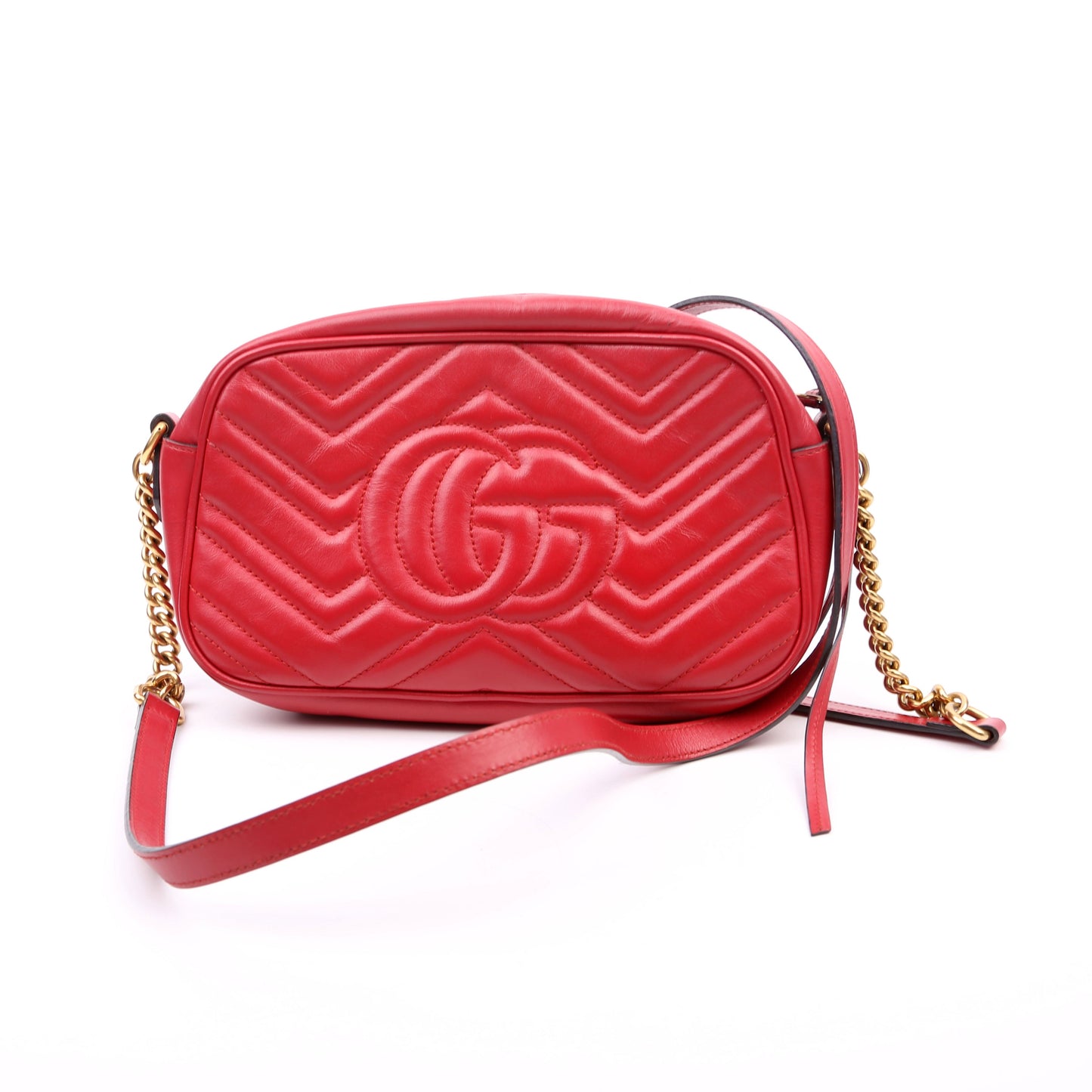 Gucci Marmont Camera Leather Red Small Travel Bag Camera Red