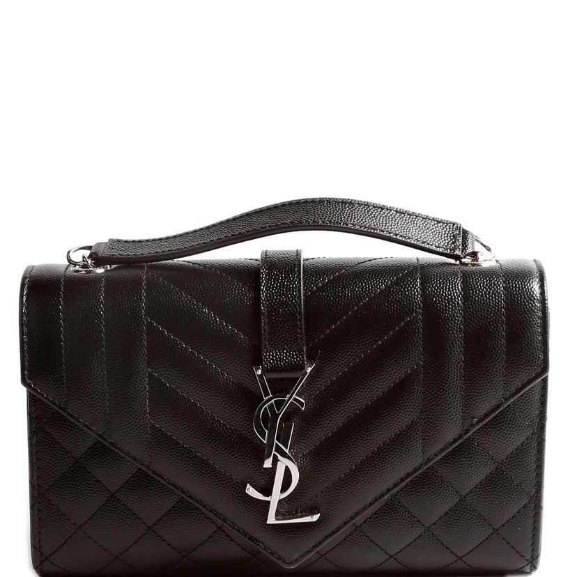 YSL Saint Laurent Envelope Triquilt Bag Black Small Travel Bag