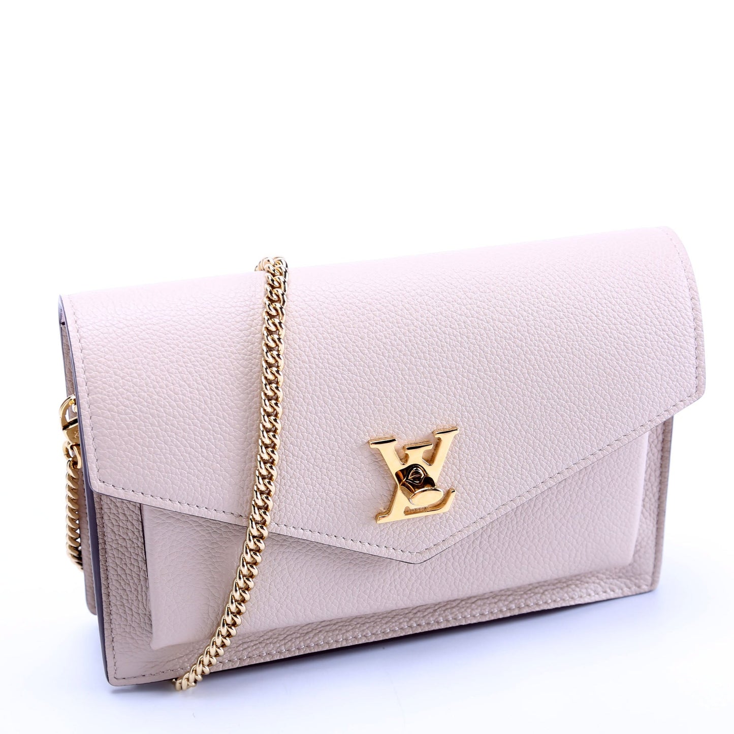 Louis Vuitton Mylockme Pochette Greige Gold Clutch Bag