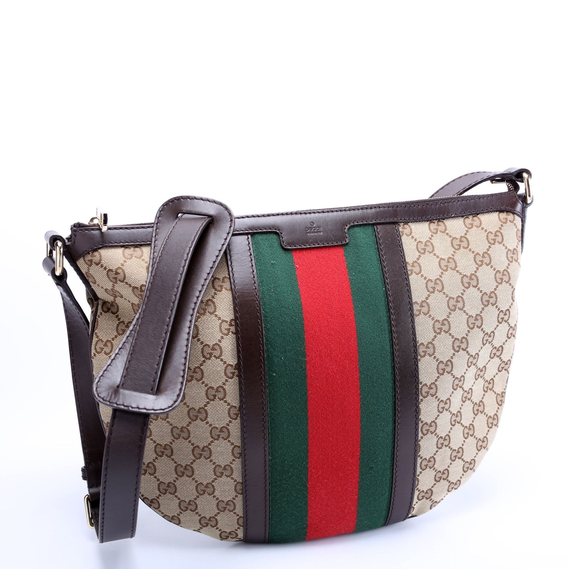 Gucci GG Web Half Moon Canvas Shoulder Bag Hobo 1