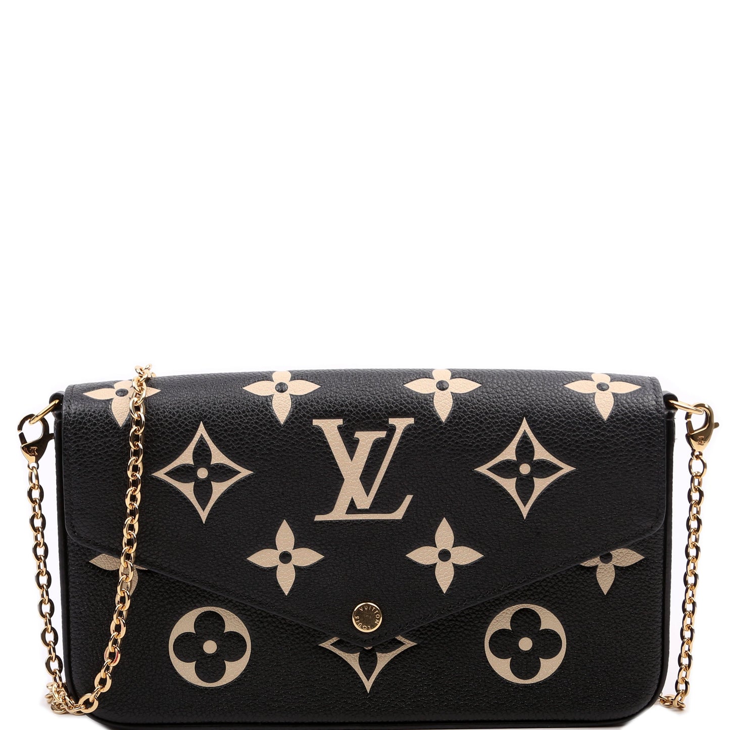 Louis Vuitton Pochette Felicie Bicolor Empreinte Black Beige Clutch Bag
