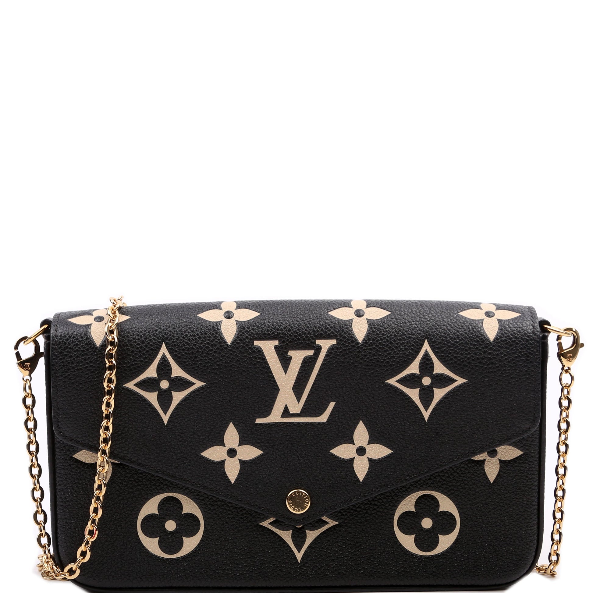 Louis Vuitton Pochette Felicie Bicolor Empreinte Black Beige Clutch Bag