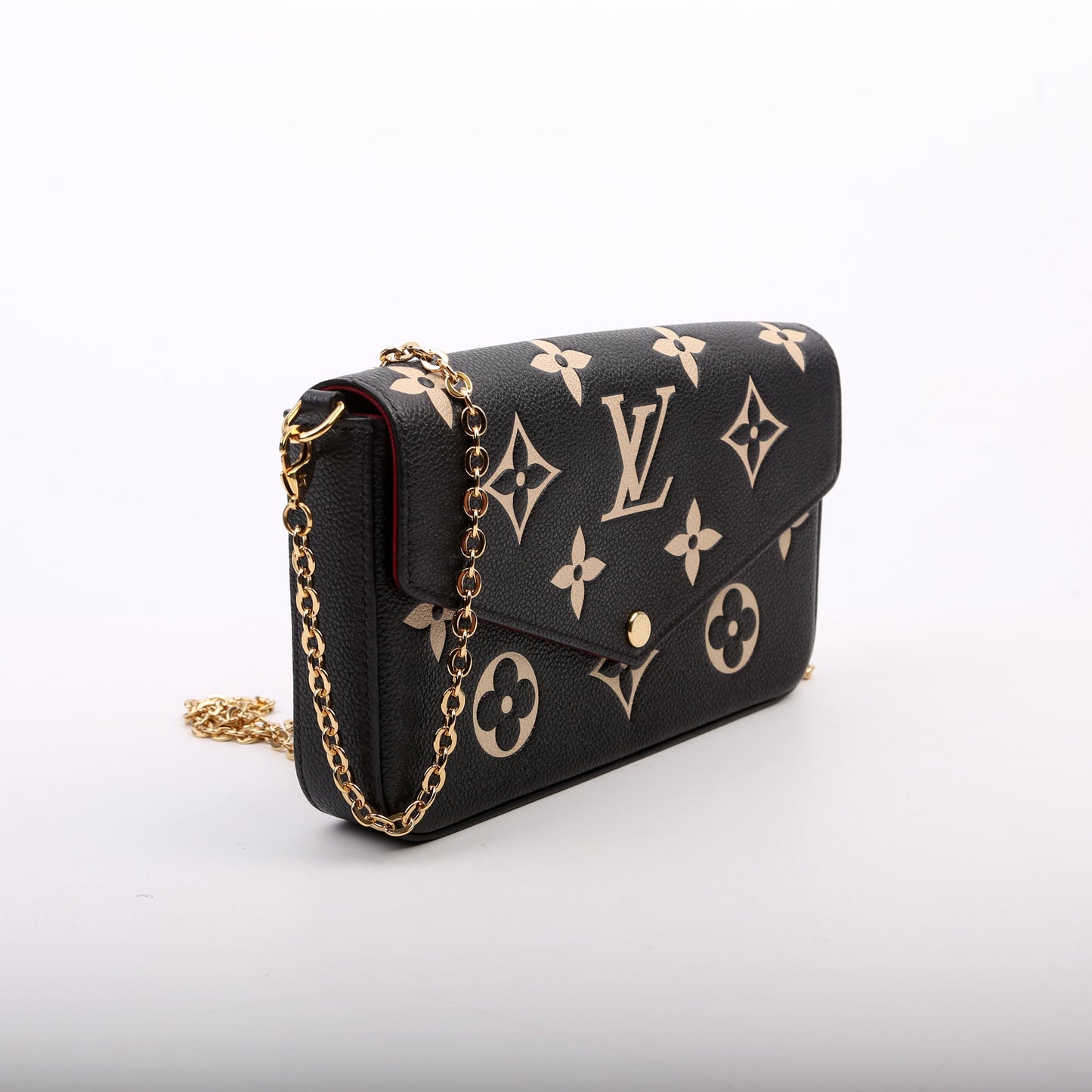 Louis Vuitton Pochette Felicie Bicolor Empreinte Black Beige Clutch Bag