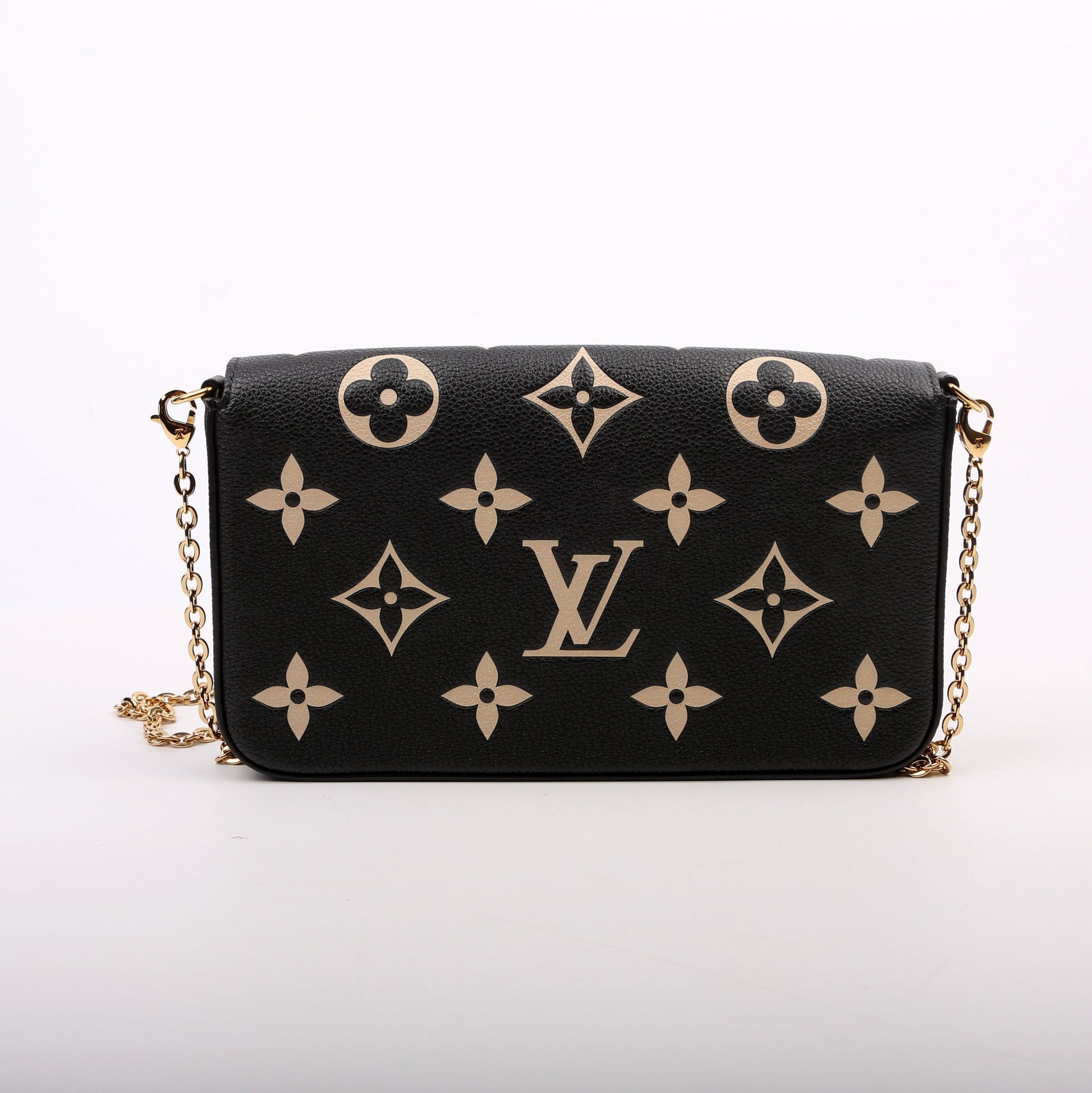 Louis Vuitton Pochette Felicie Bicolor Empreinte Black Beige Clutch Bag
