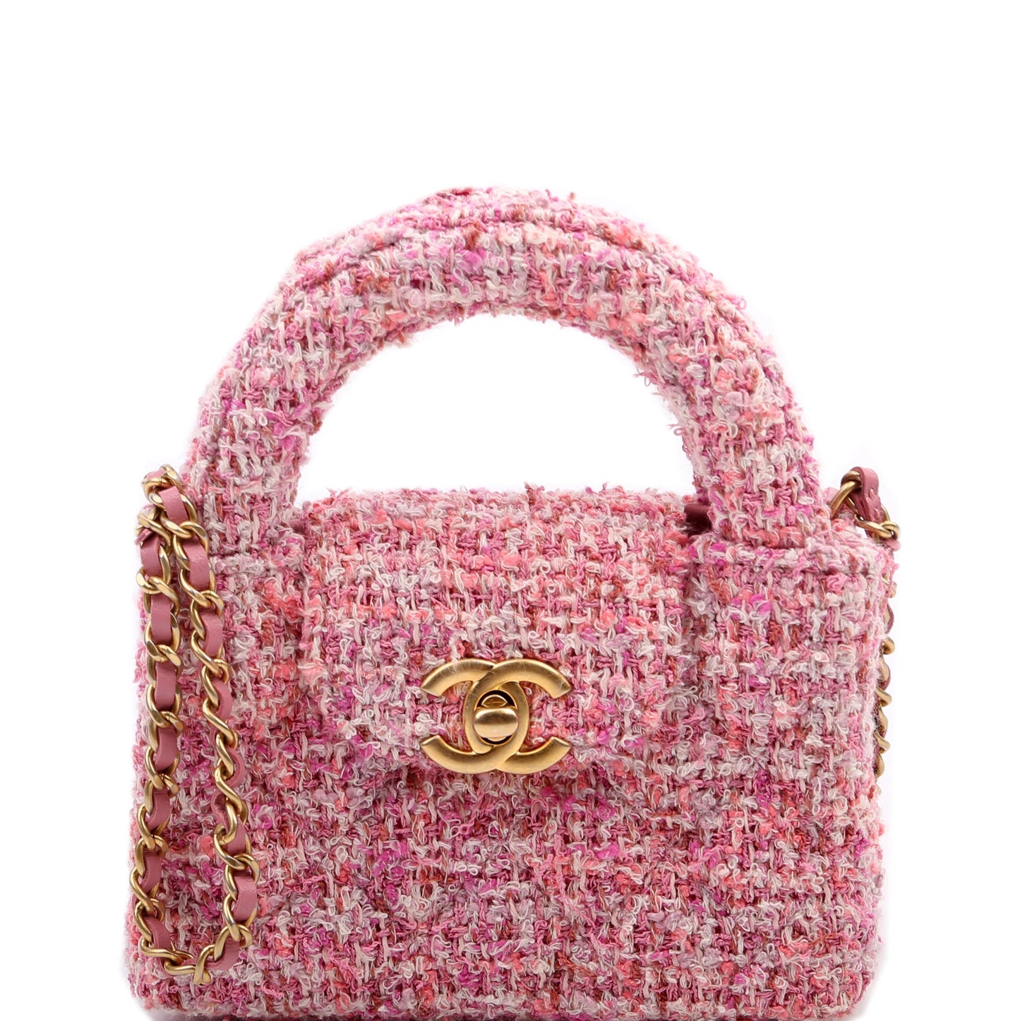 Chanel Kelly Shopper Nano Tweed Pink Tote Bag