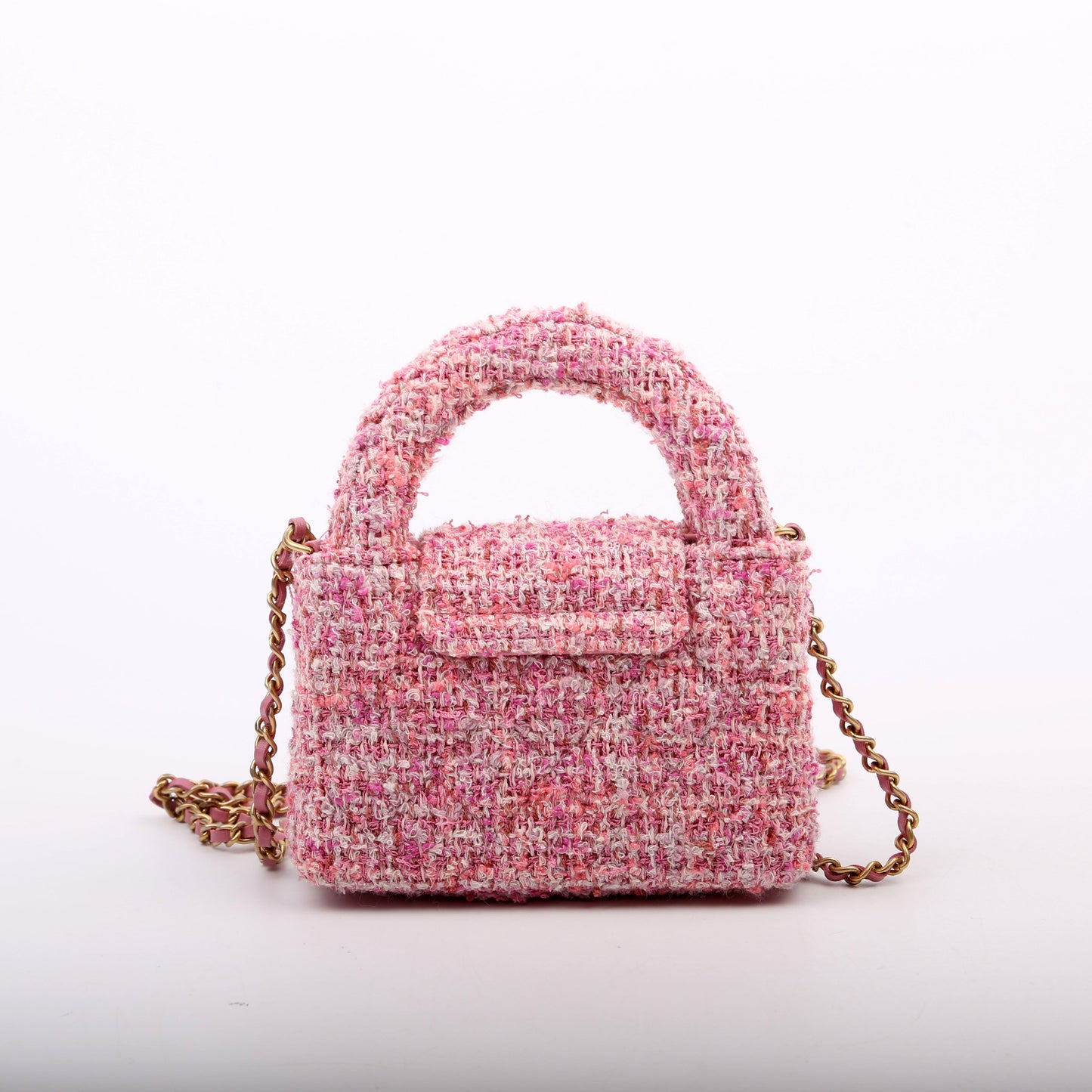 Chanel Kelly Shopper Nano Tweed Pink Tote Bag