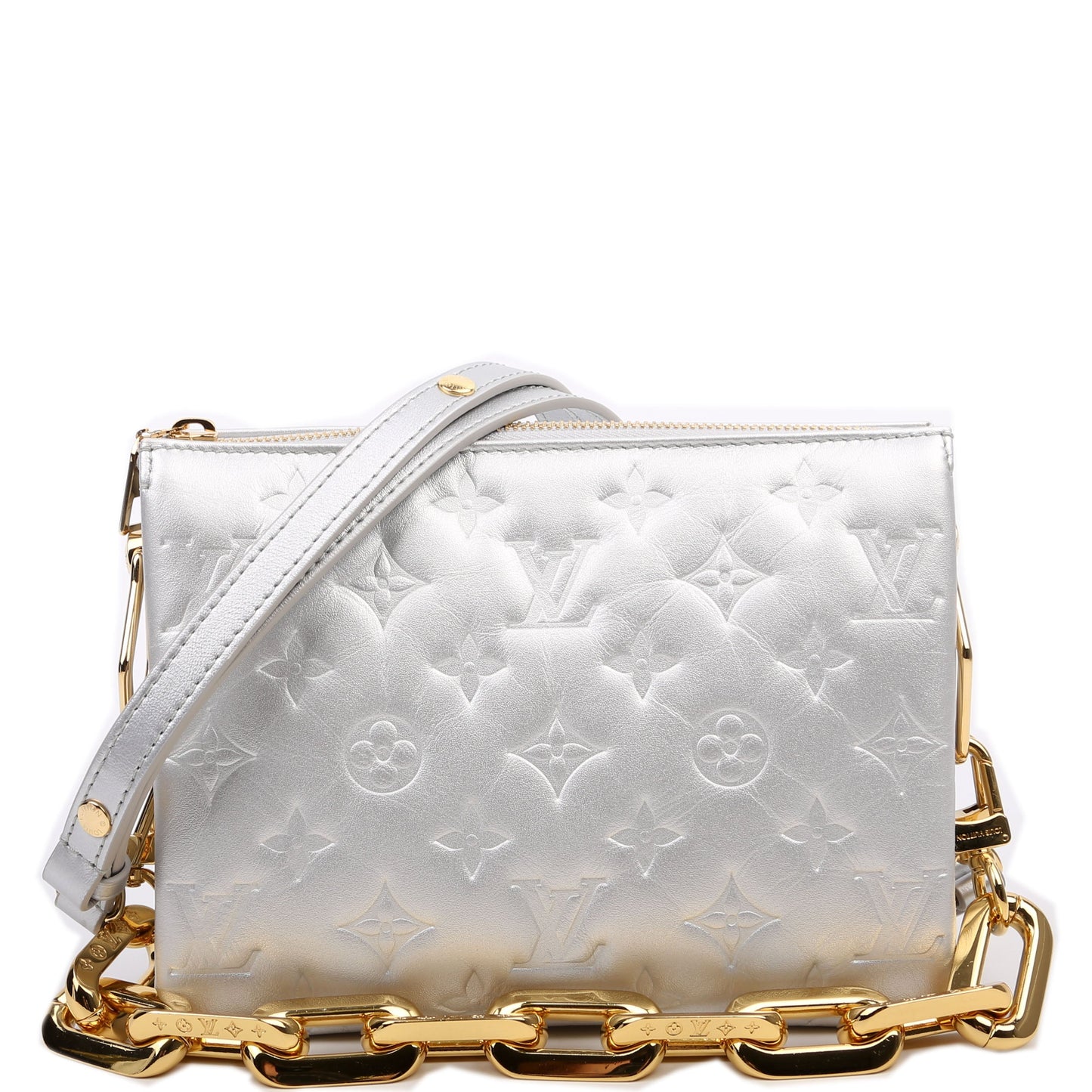 Louis Vuitton Coussin BB New Version Sier Lambskin Silver Handbag