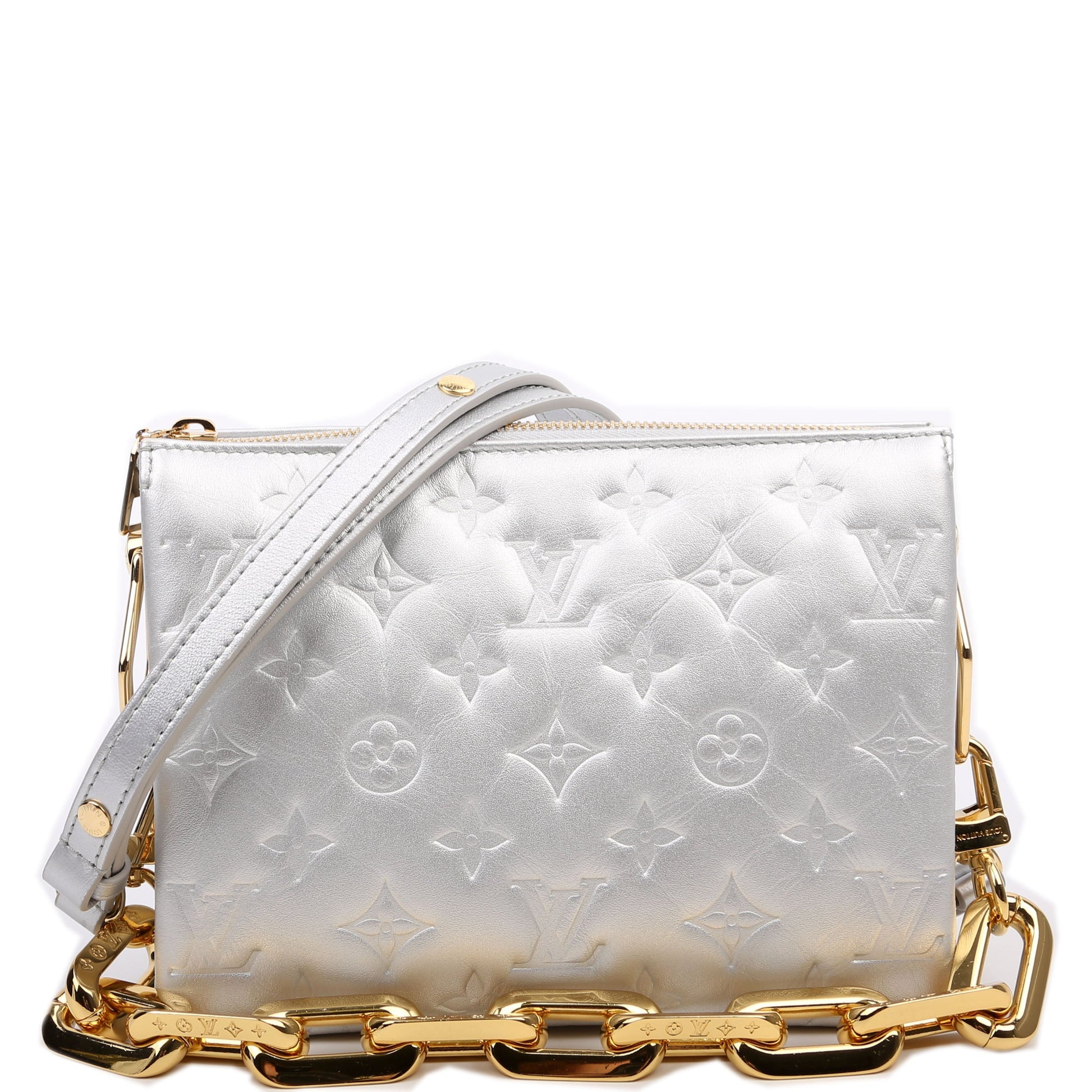 Louis Vuitton Coussin BB New Version Sier Lambskin Silver Handbag