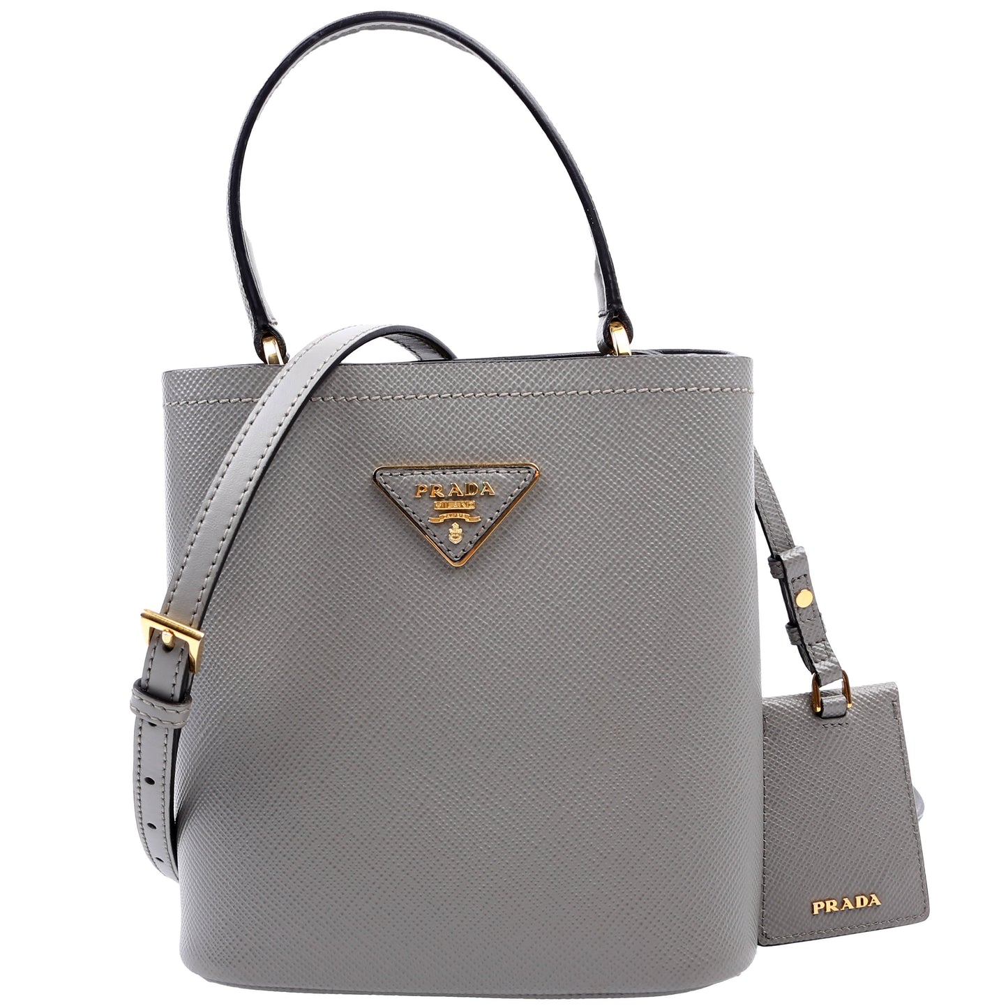 Prada Saffiano Cuir Panier Grey Bag Small Travel Bag