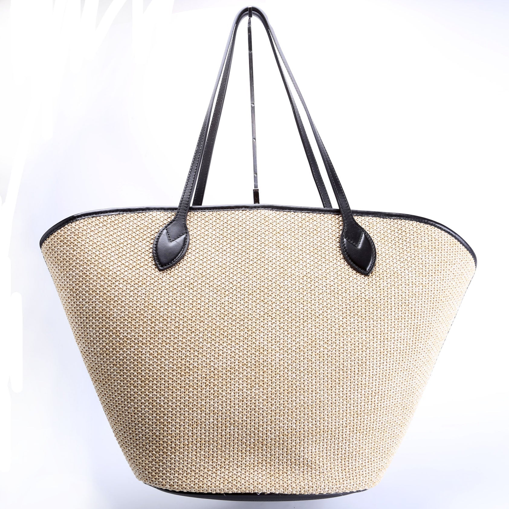 Louis Vuitton Saint Jacques Raffia Tan Black Tote Bag