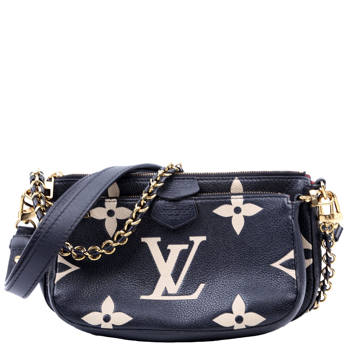 Louis Vuitton Multi Pochette Bicolor Empreinte Black Beige Clutch Bag