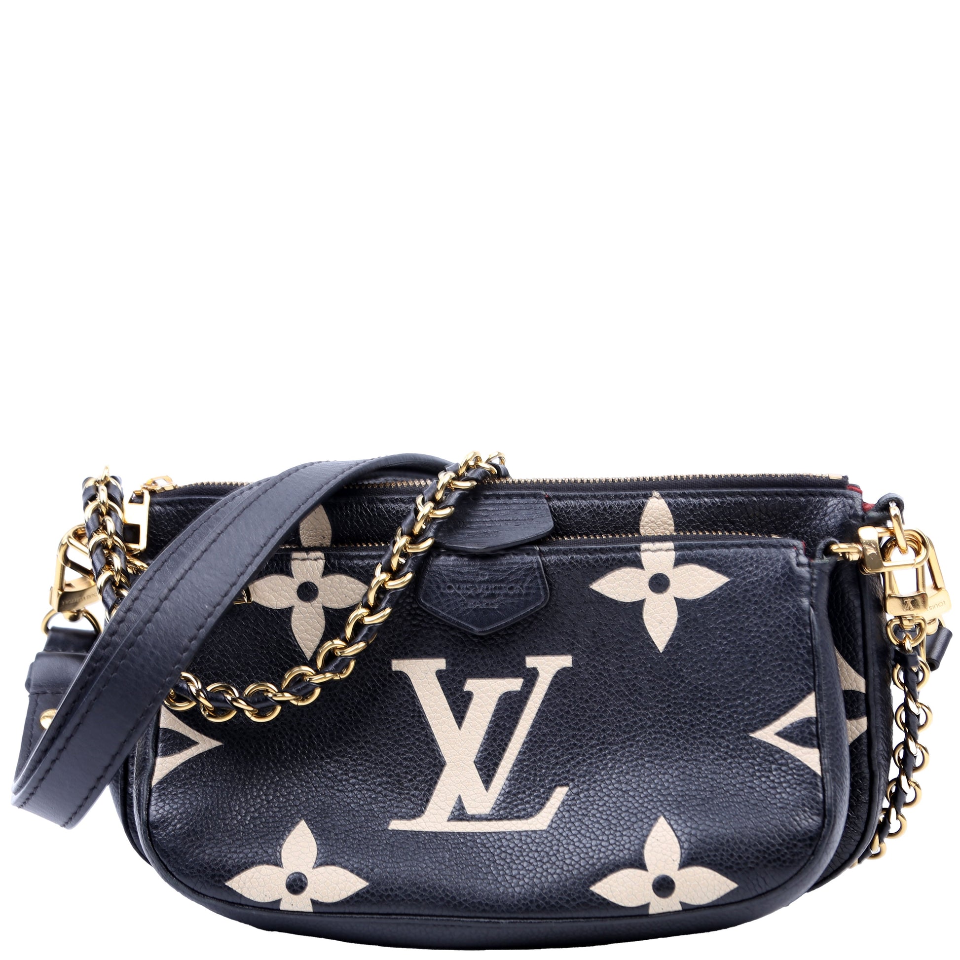 Louis Vuitton Multi Pochette Bicolor Empreinte Black Beige Clutch Bag