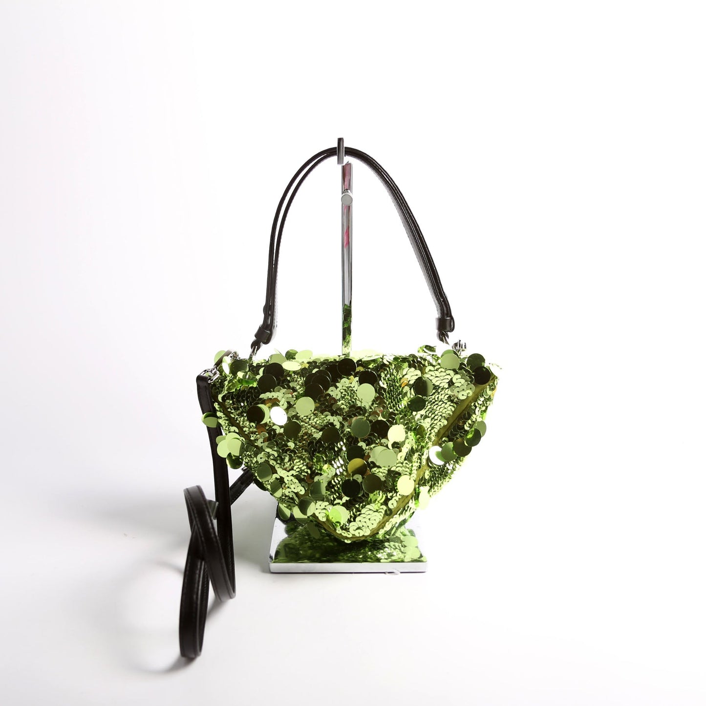Prada Paillettes Triangle Crossbody Bag Green