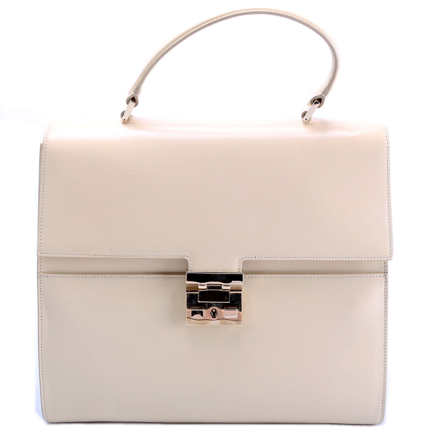 Gucci 001- Lady Lock Leather Beige Top Handle Travel Bag