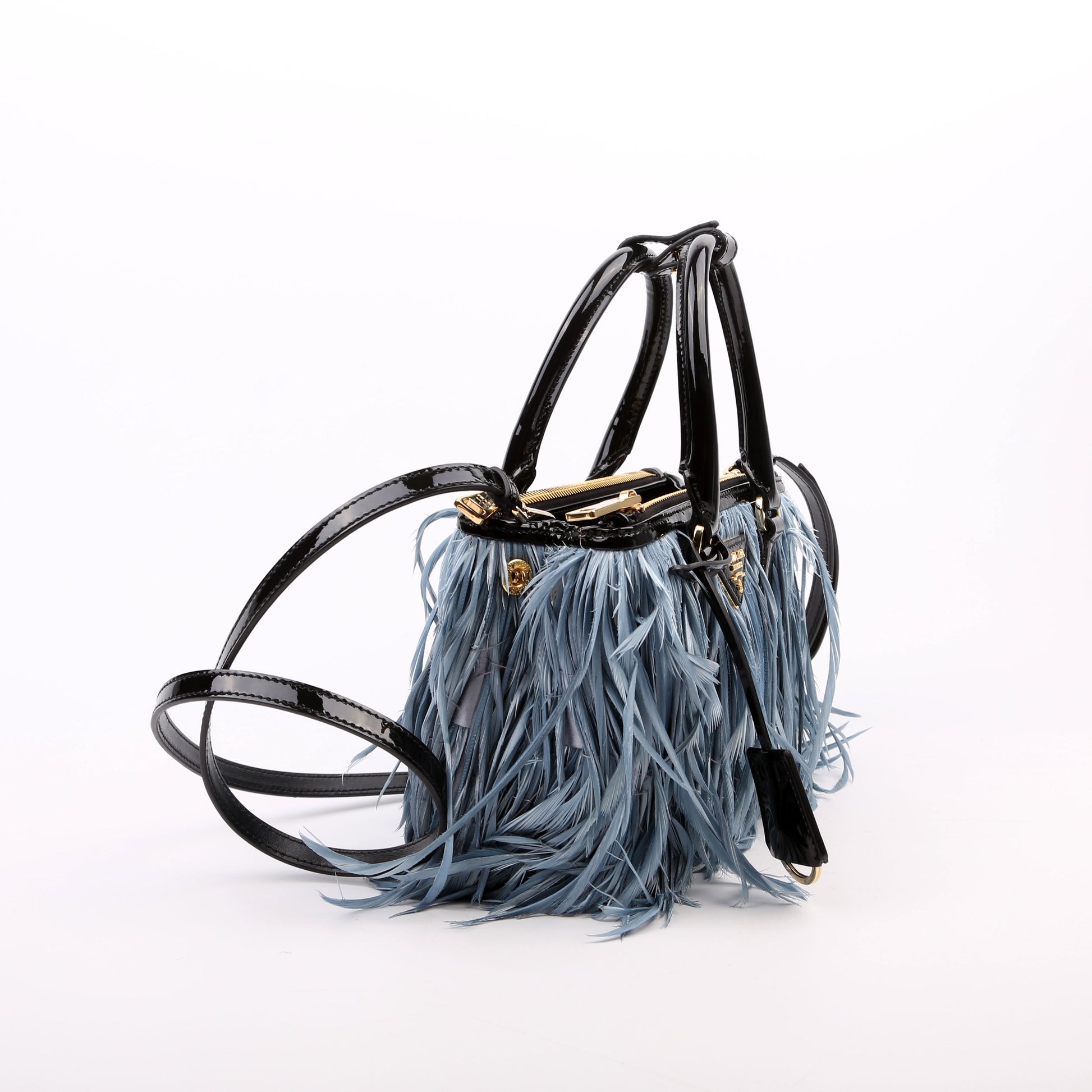 Prada Feather Galleria Bag Blue Mini Travel Bag