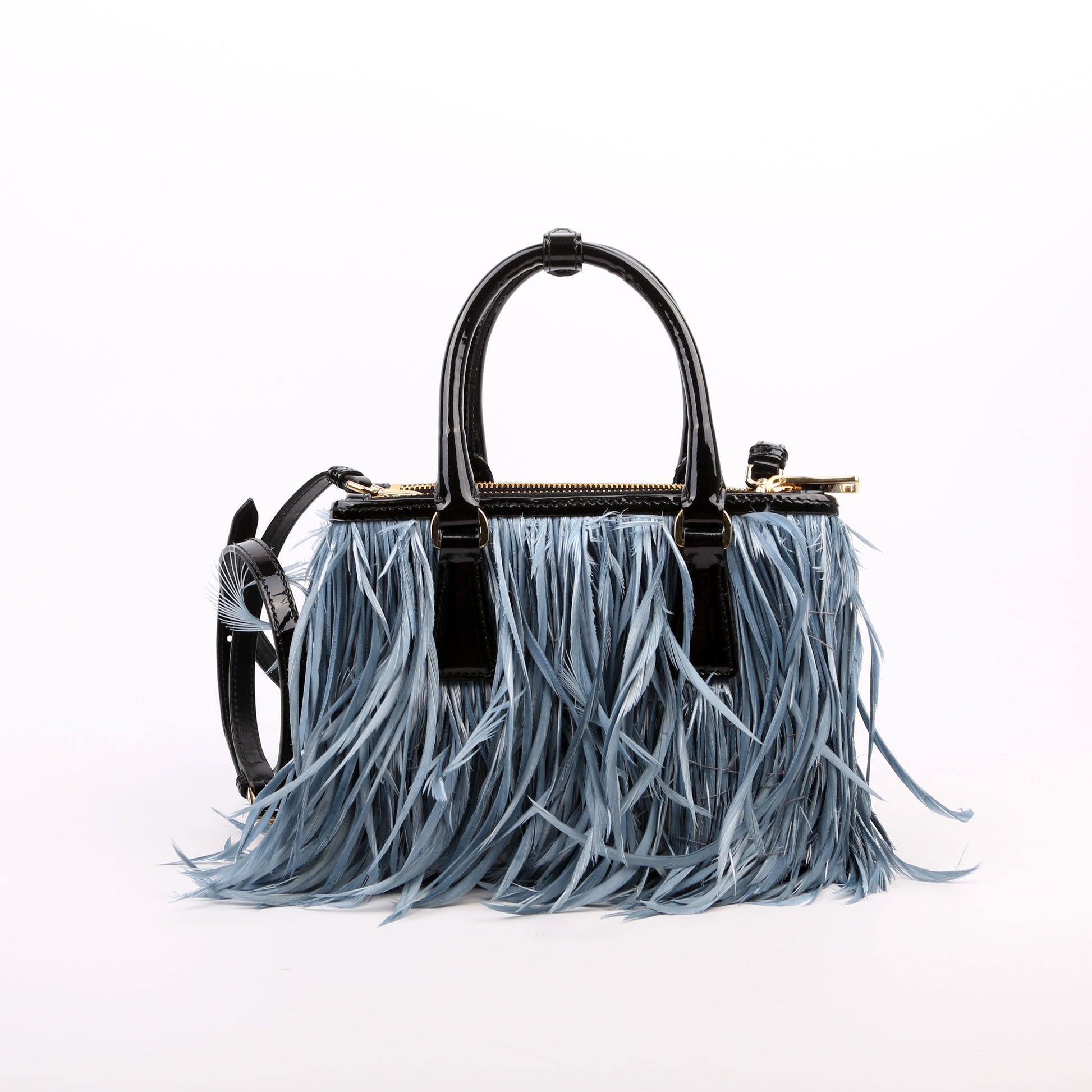 Prada Feather Galleria Bag Blue Mini Travel Bag