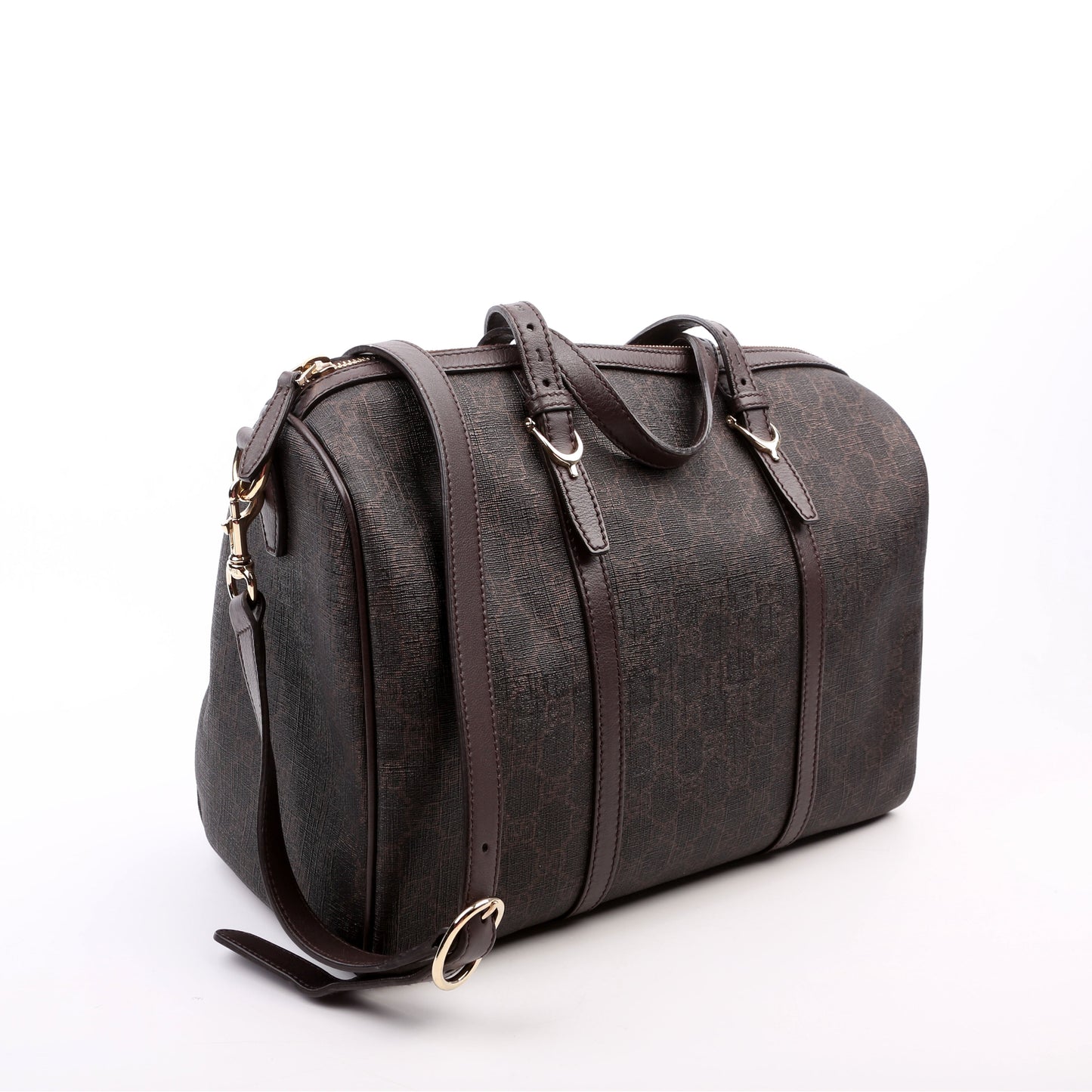 Gucci GG Supreme Boston Brown Travel Bag