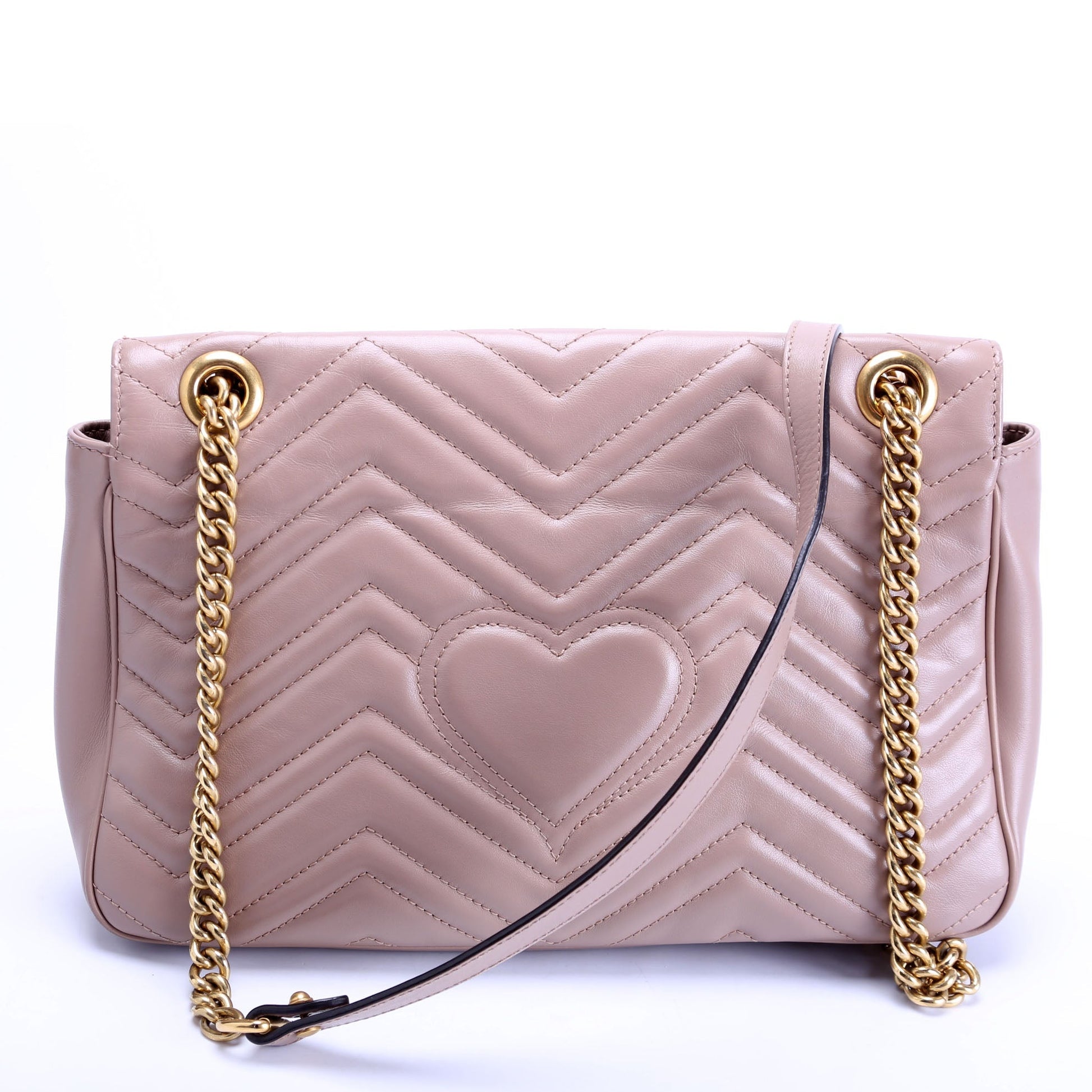 Gucci Marmont Nude Leather Medium Shoulder Bag