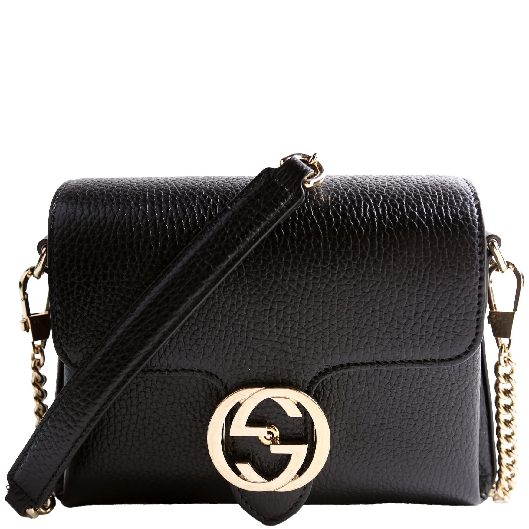 Gucci Interlocking Xbody Black Gold Small Travel Bag