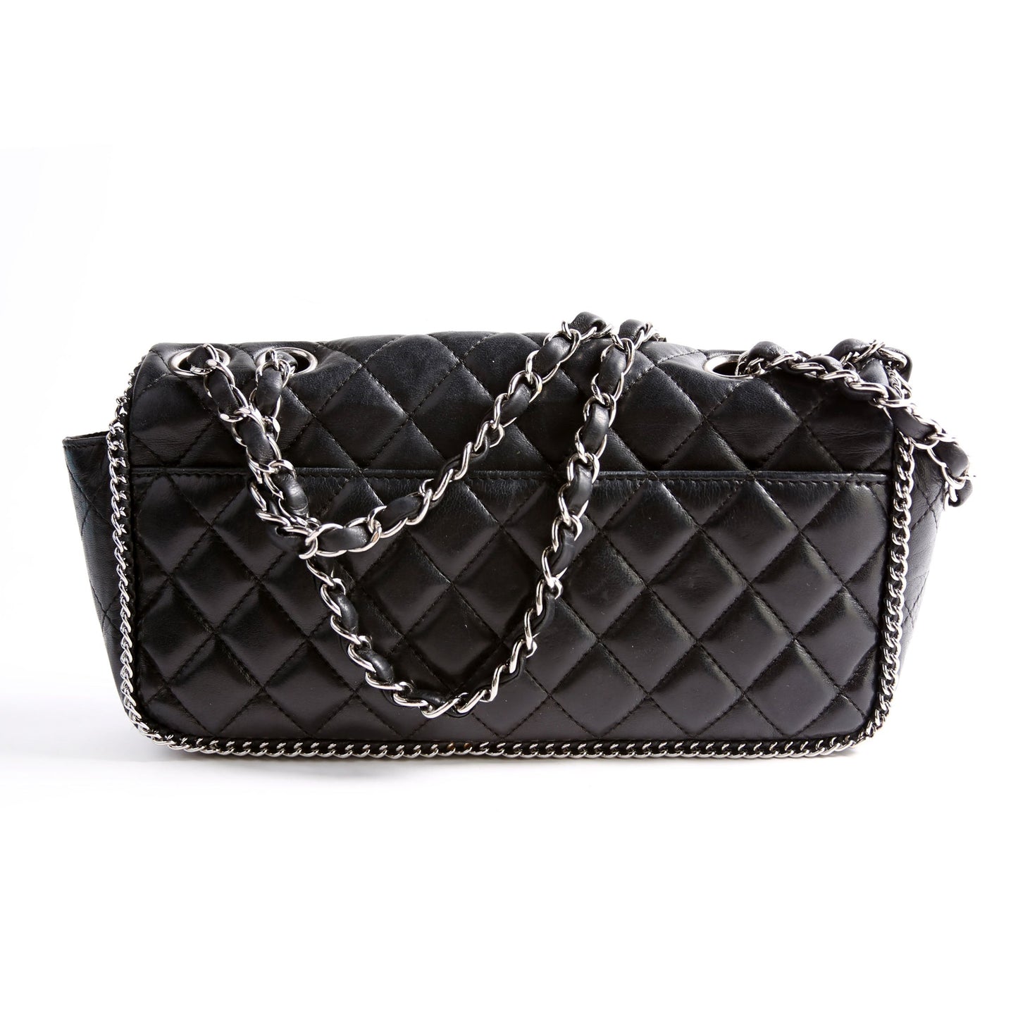Chanel Around East West Flap Lambskin 11M Black Handbag