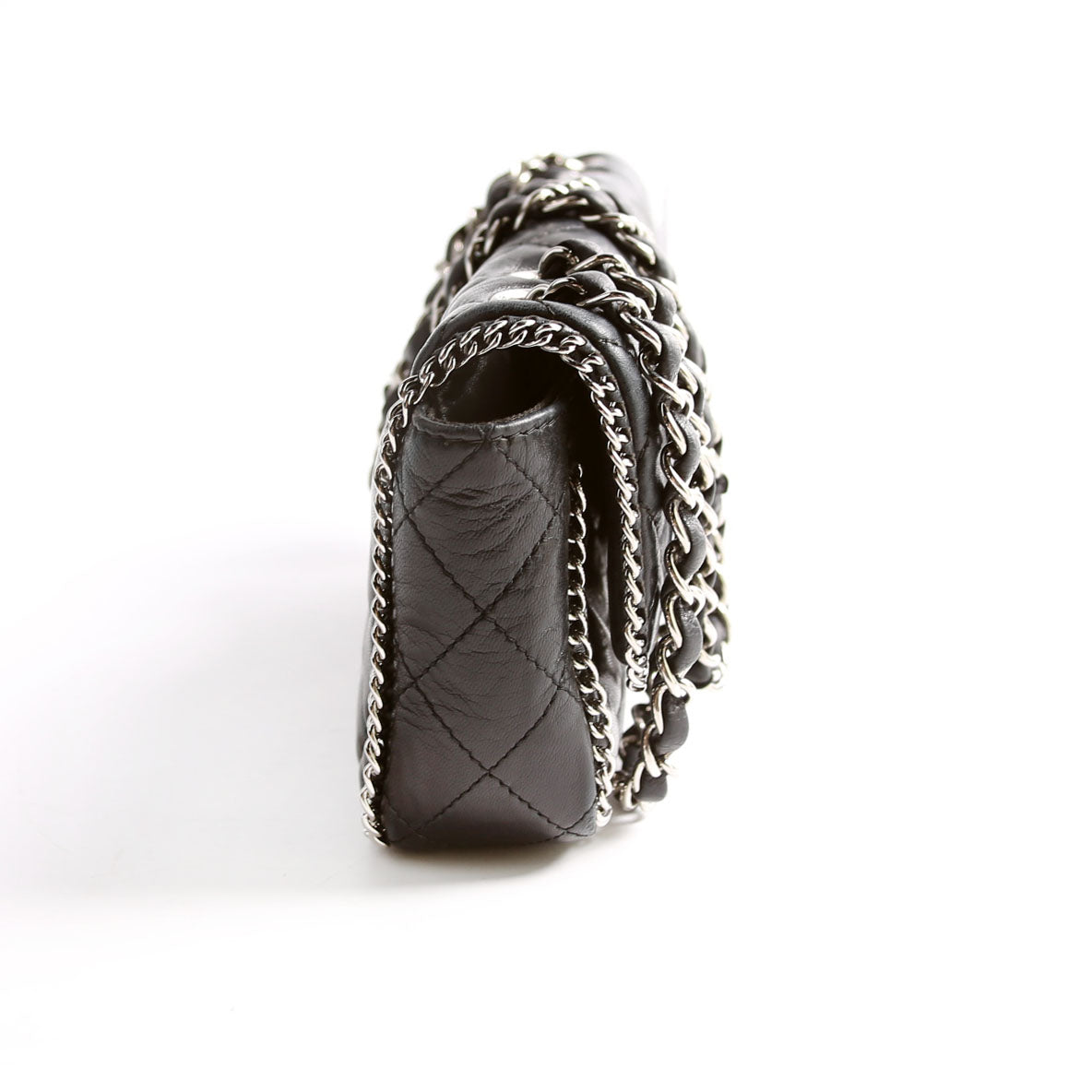 Chanel Around East West Flap Lambskin 11M Black Handbag