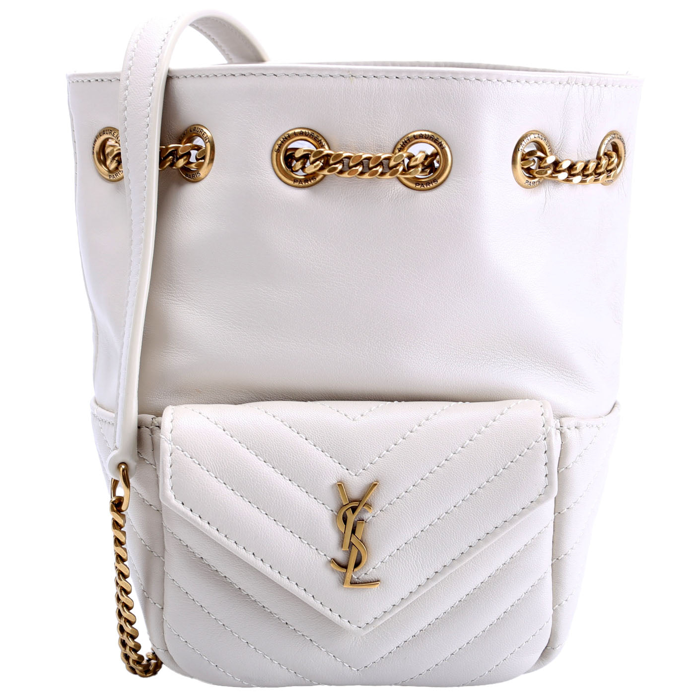 YSL Saint Laurent Saint Laurent Joe Bucket Bag White Gold