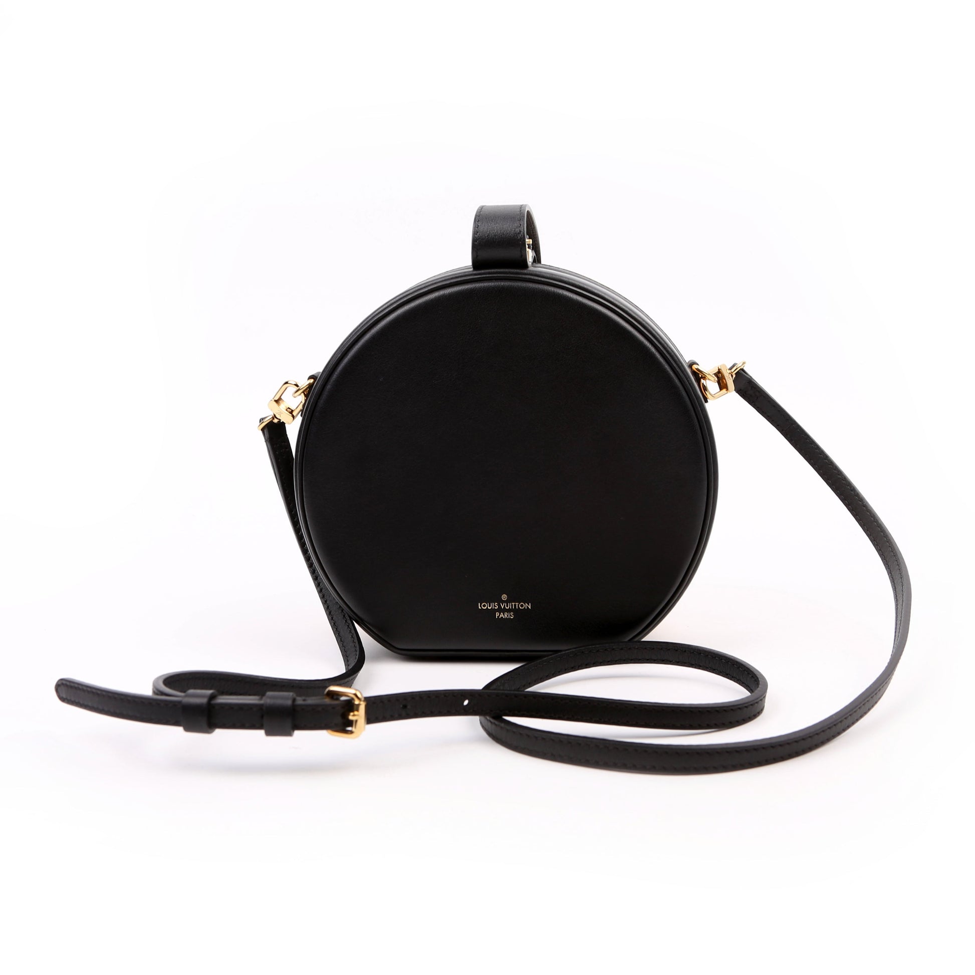 Louis Vuitton Petite Boite Chapeau Tan Calfskin Black Handbag Black 2