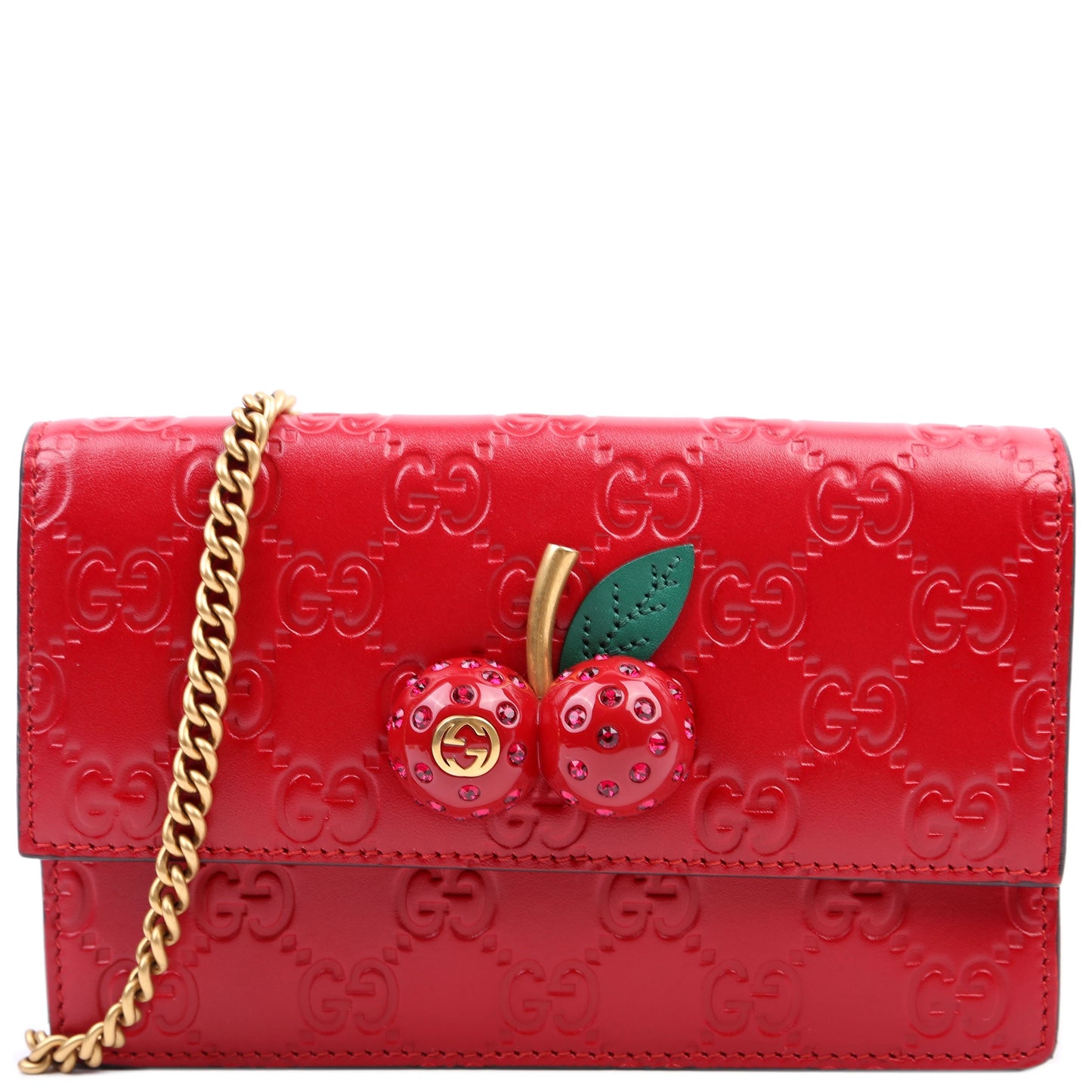Gucci GG Cherries Leather Mini Travel Bag