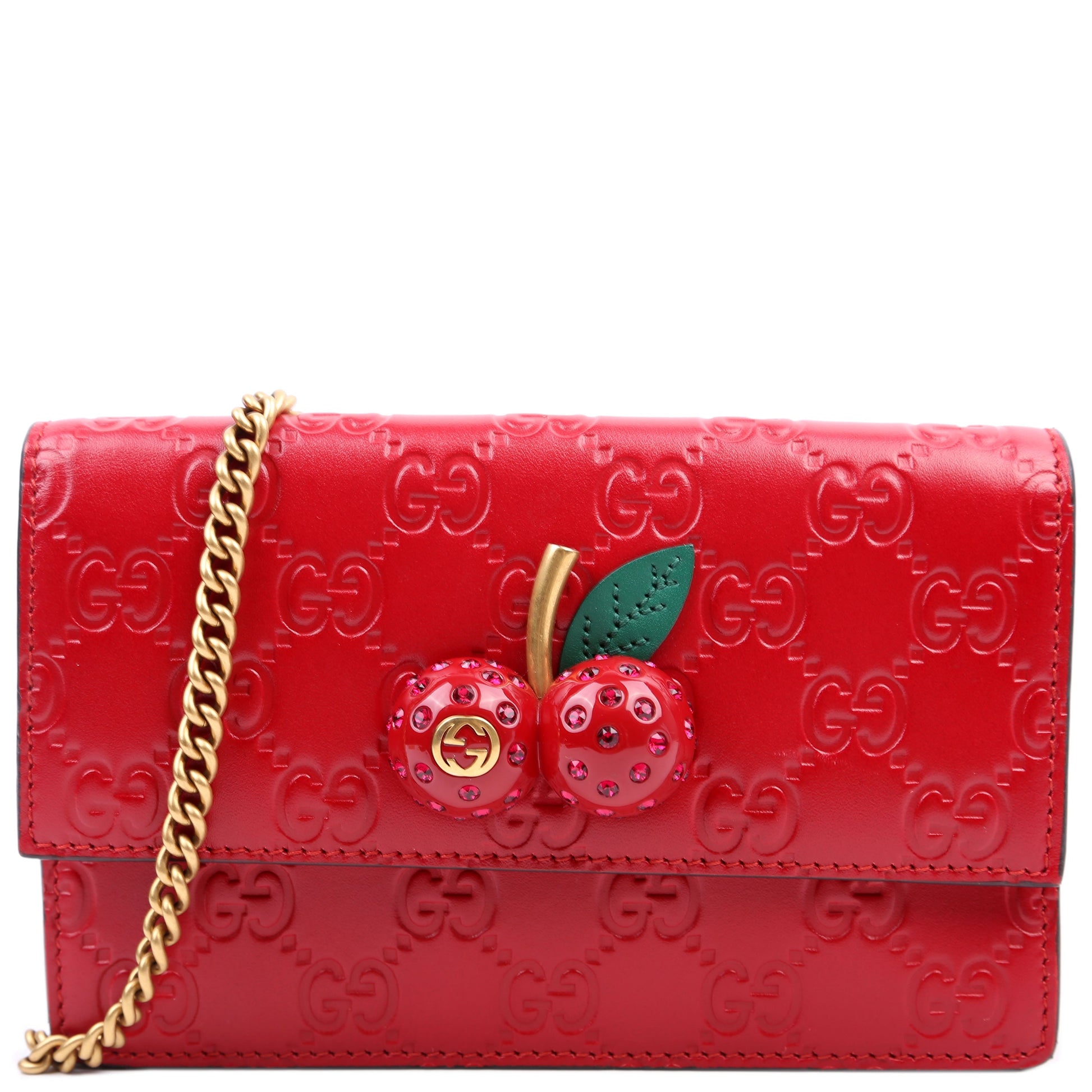 Gucci GG Cherries Leather Mini Travel Bag