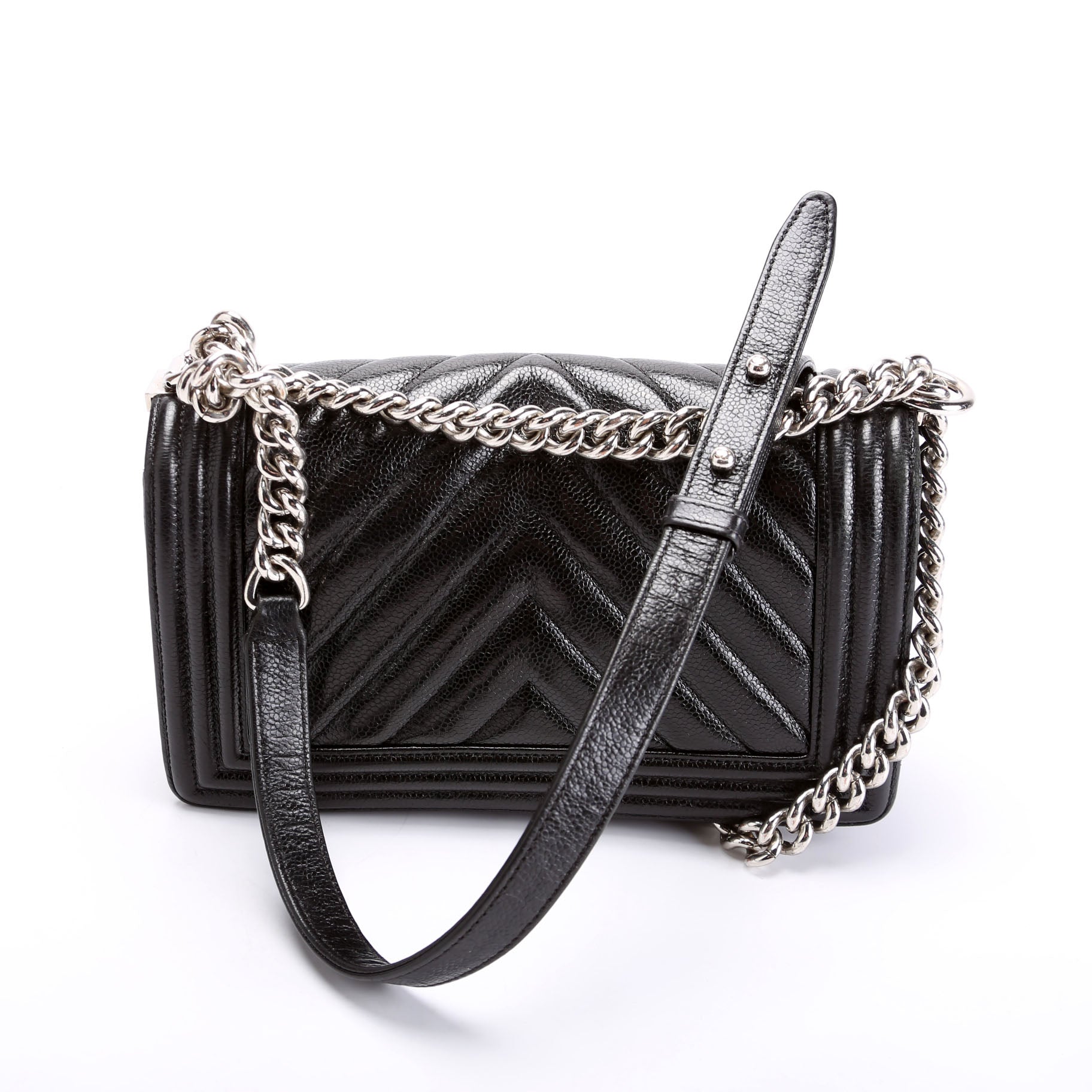 Chanel Boy Flap Chevron Caviar 29M Black Handbag