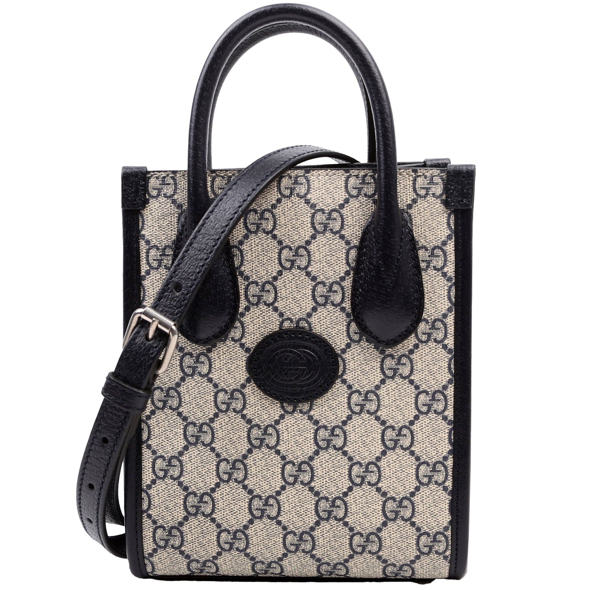 Gucci Interlocking G Beige Navy Mini Tote Bag