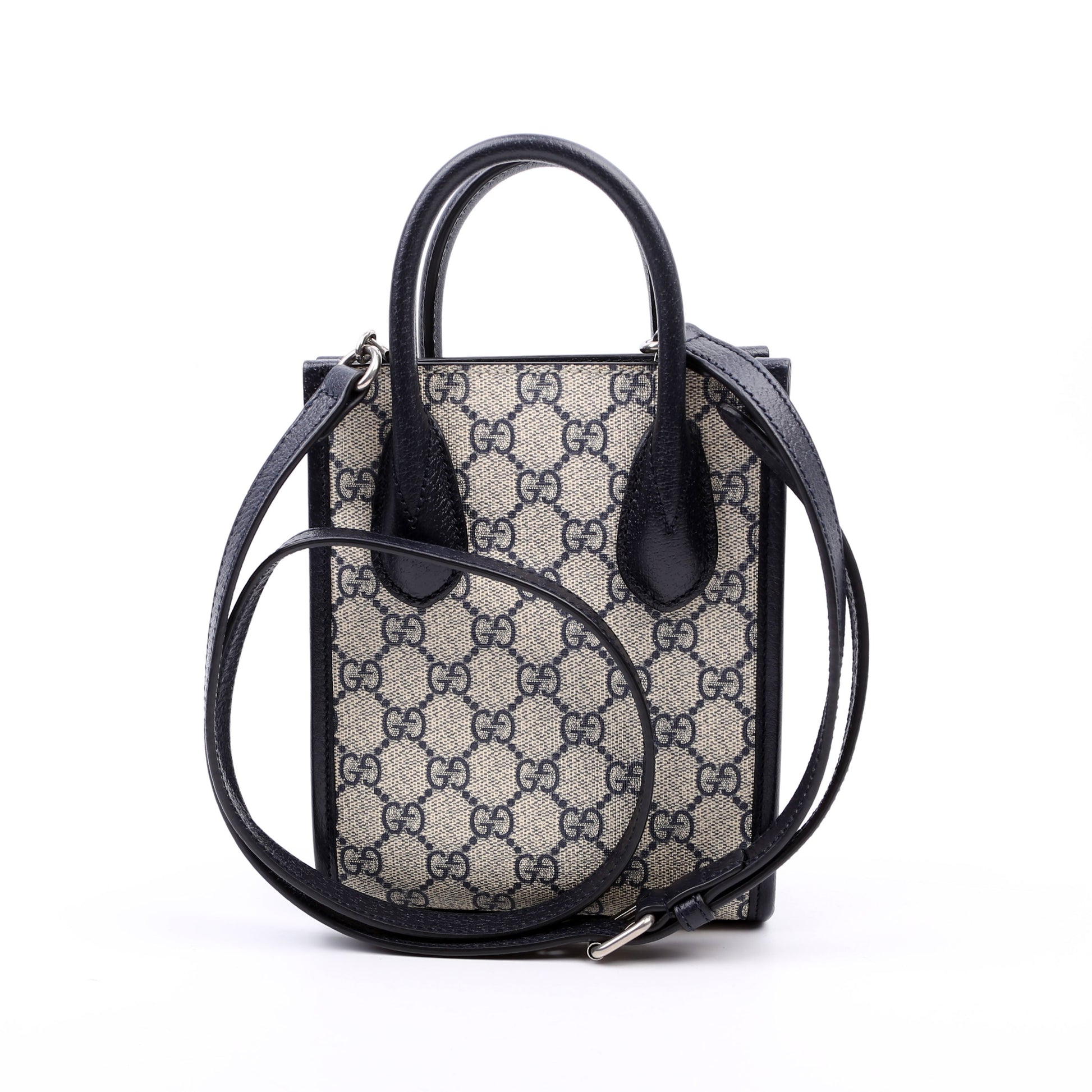 Gucci Interlocking G Beige Navy Mini Tote Bag