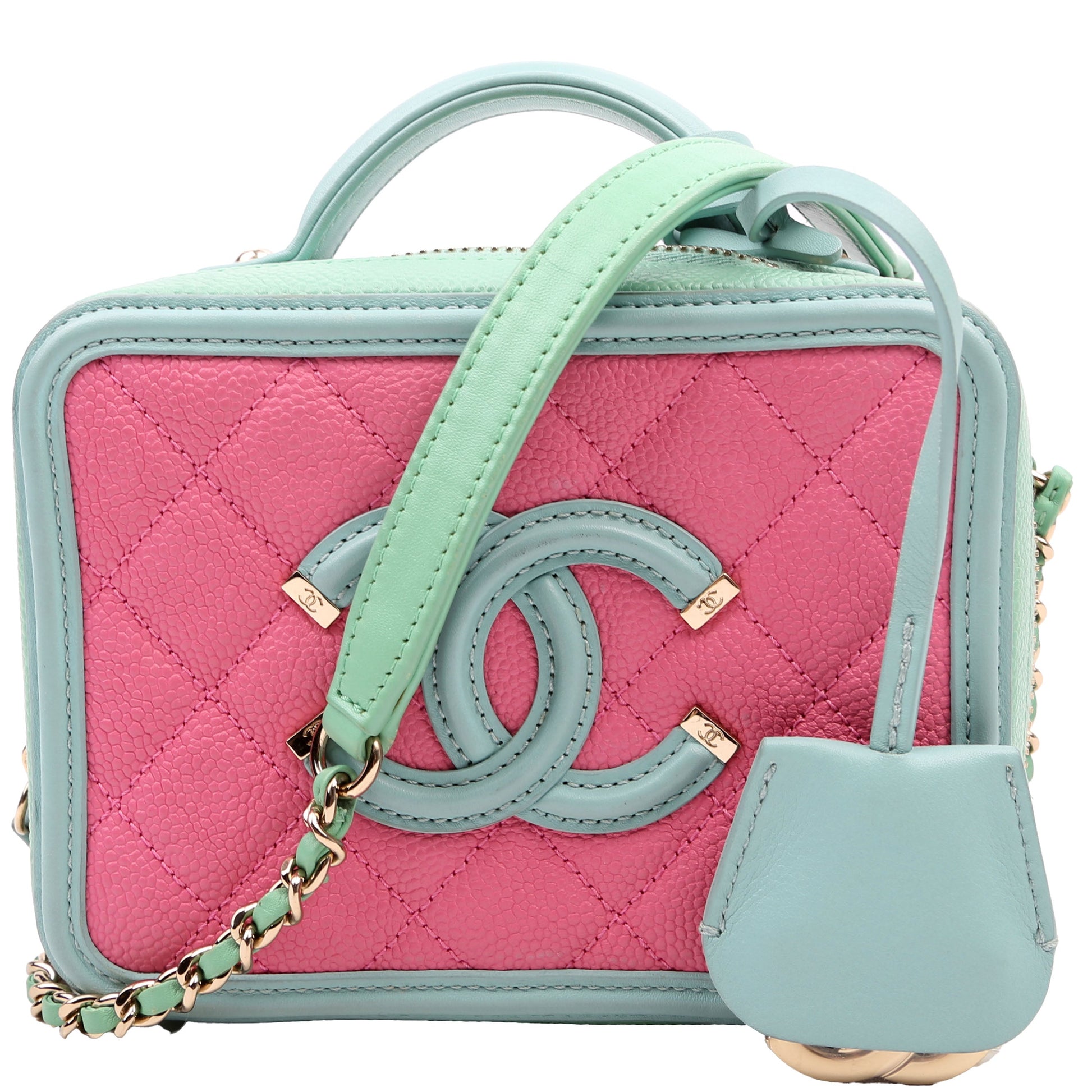 Chanel Filigree Vanity 26M Green Pink Mini Bag