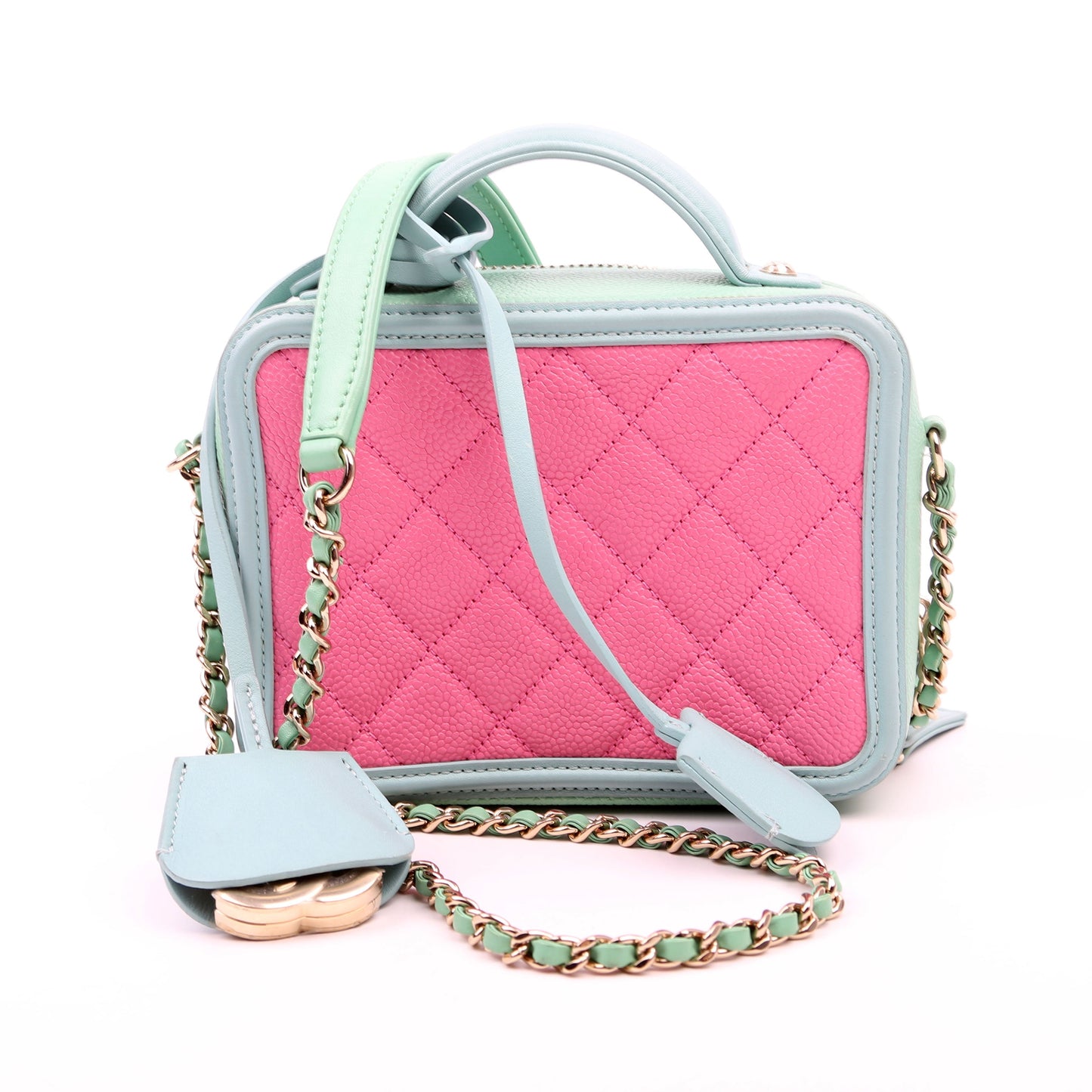 Chanel Filigree Vanity 26M Green Pink Mini Bag