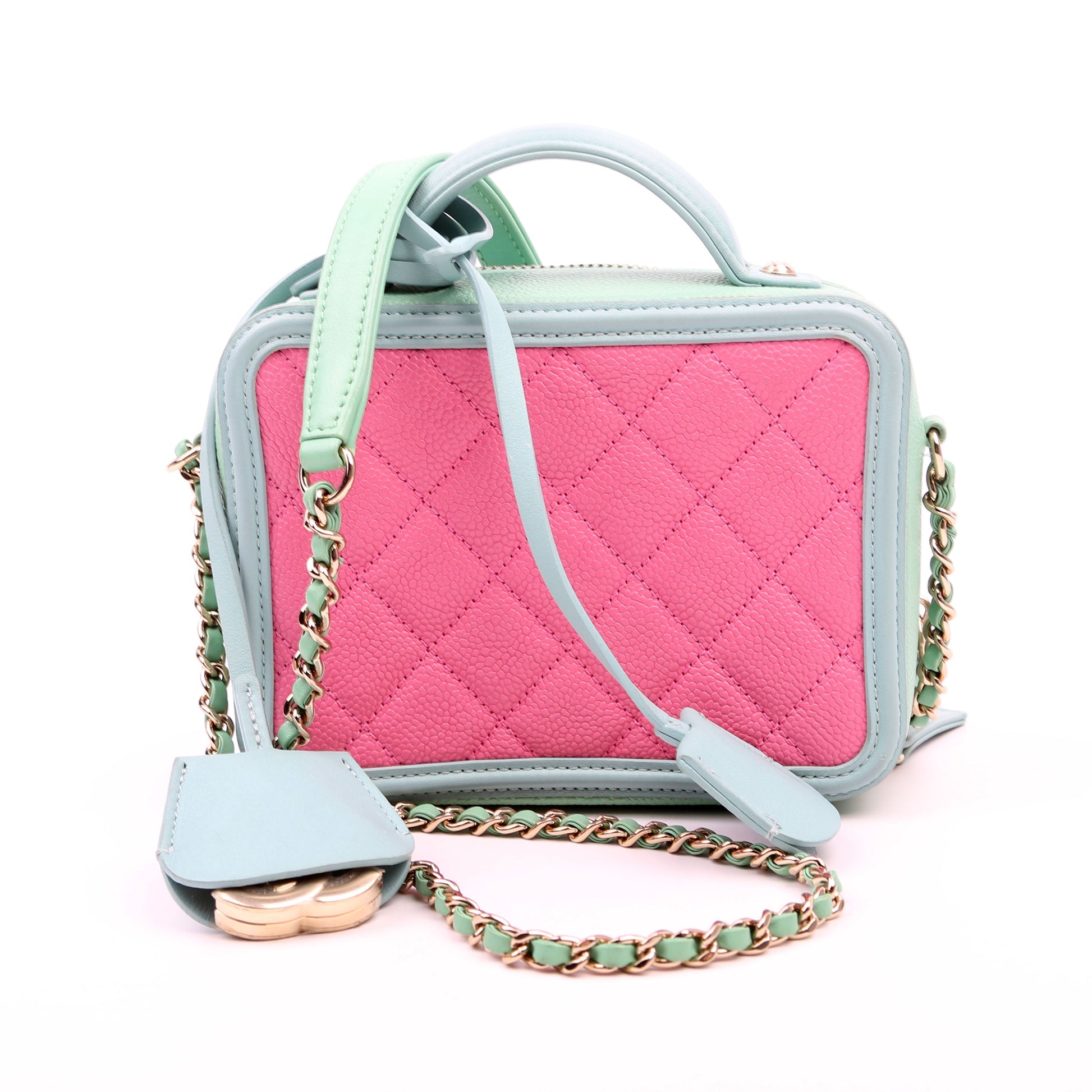 Chanel Filigree Vanity 26M Green Pink Mini Bag