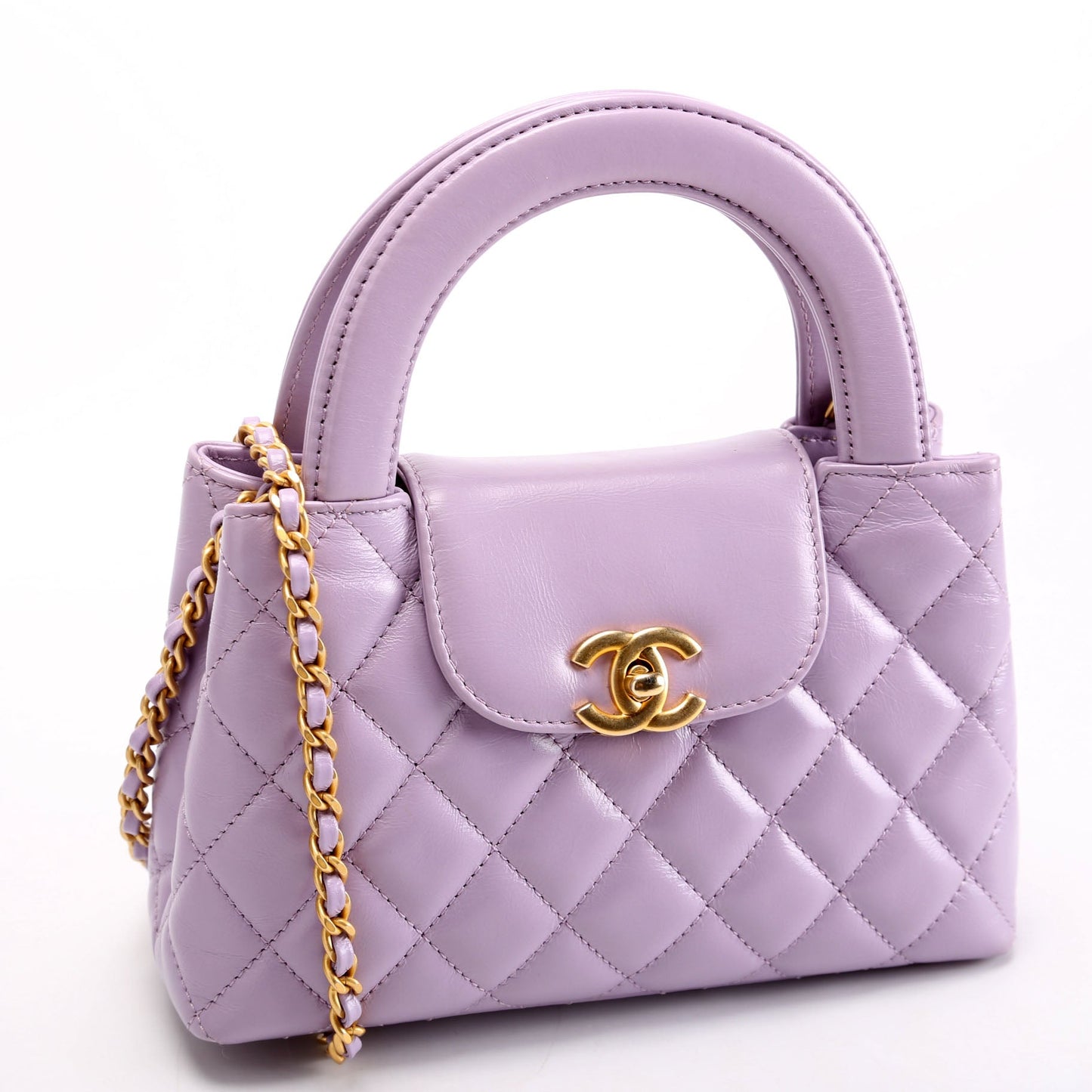 Chanel Nano Kelly Shopper Quilted Aged Calfskin Tote Bag