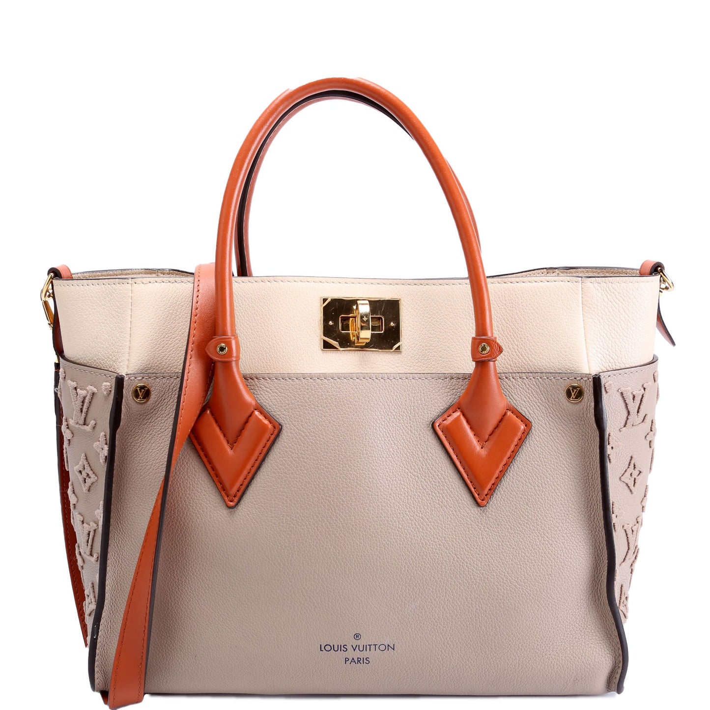 Louis Vuitton On My Side MM Taupe Calfskin Handbag