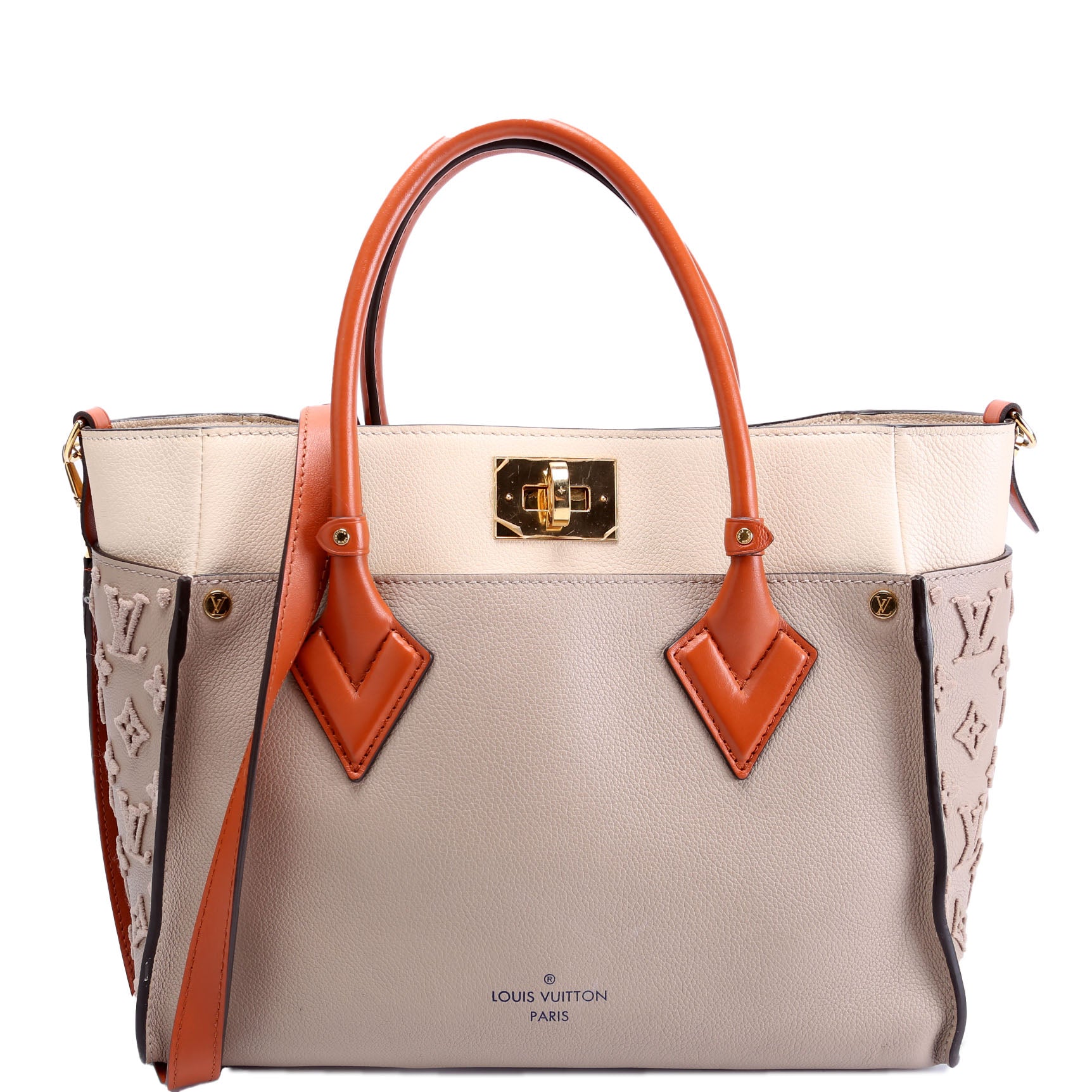 Louis Vuitton On My Side MM Taupe Calfskin Handbag