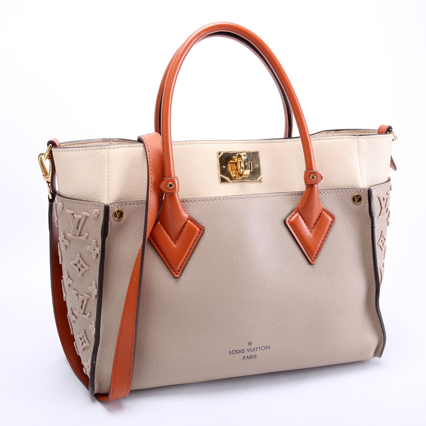 Louis Vuitton On My Side MM Taupe Calfskin Handbag