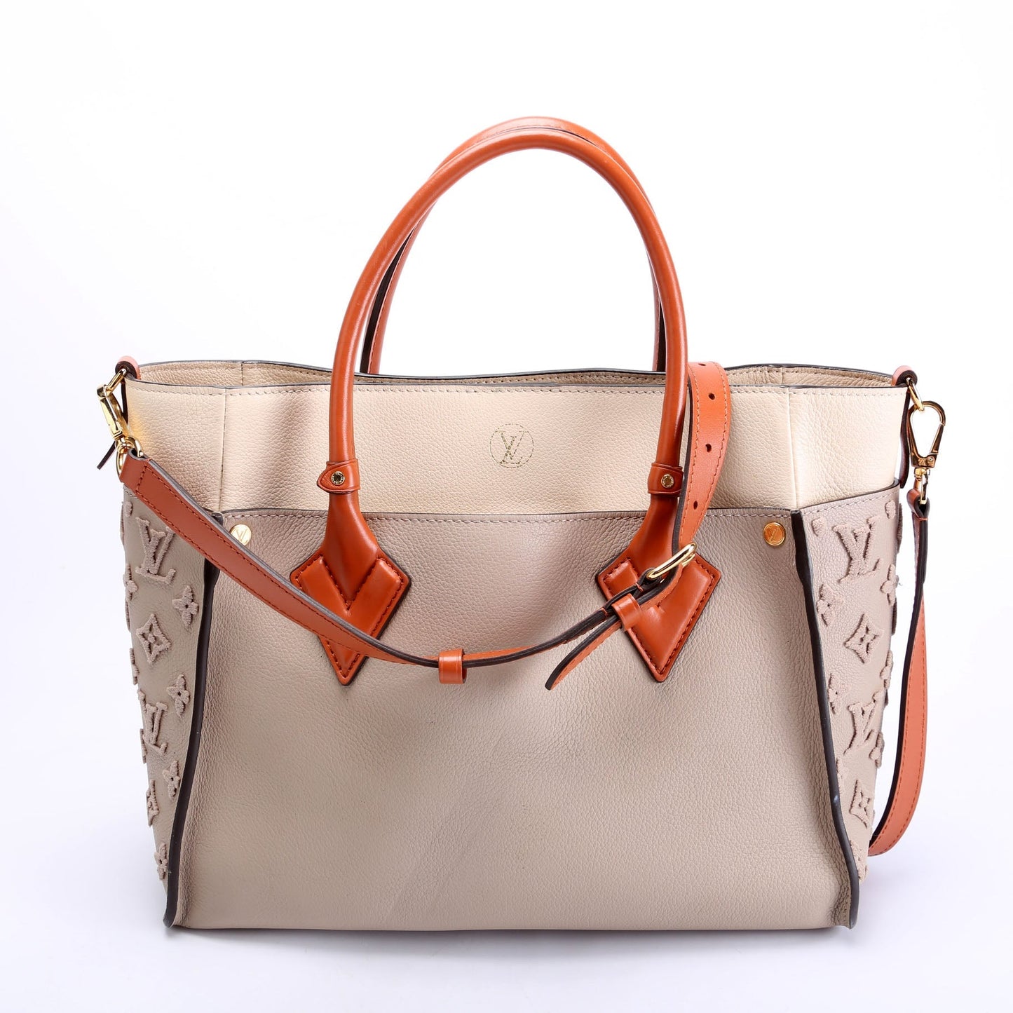 Louis Vuitton On My Side MM Taupe Calfskin Handbag