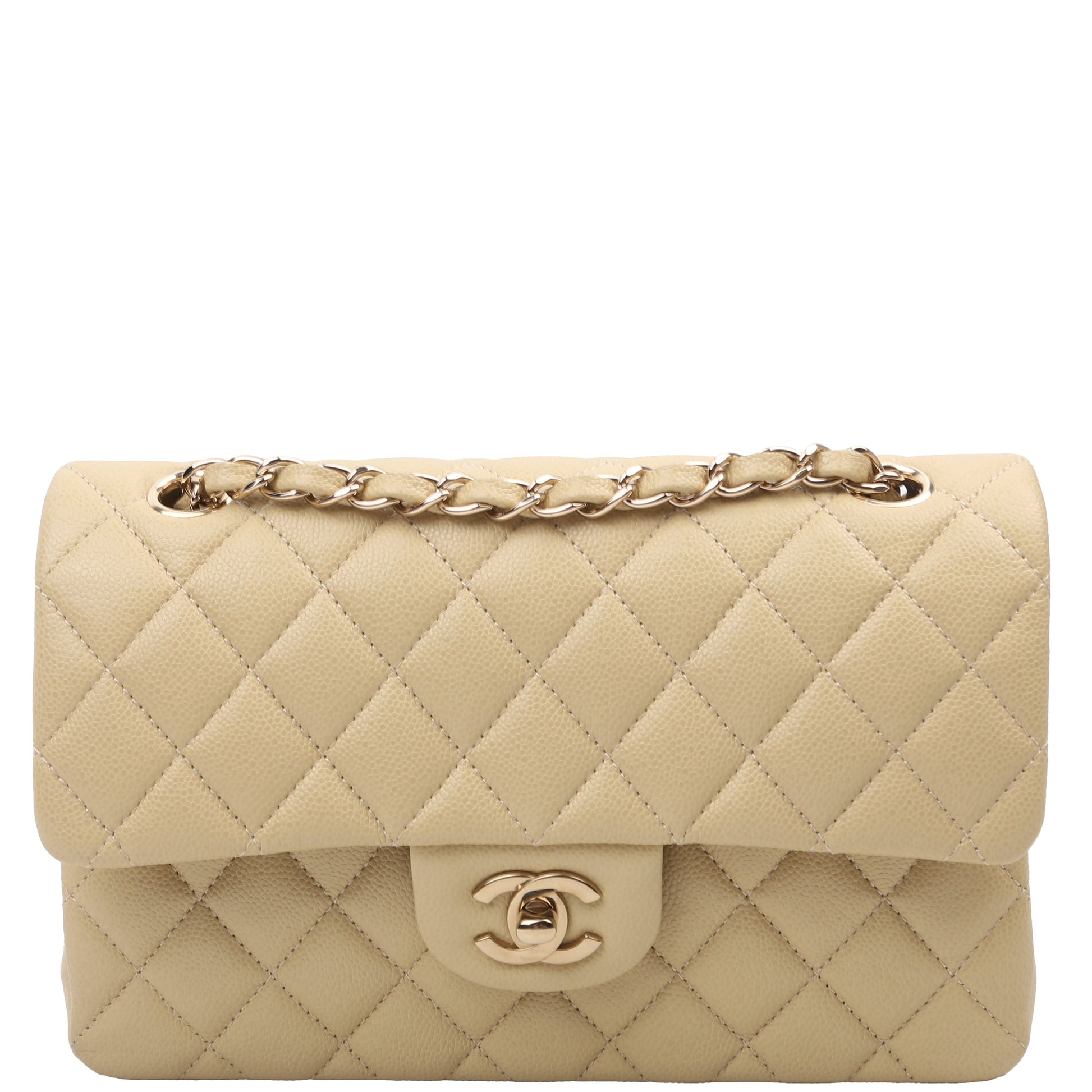 Chanel Classic Flap Caviar Neutral Small Handbag