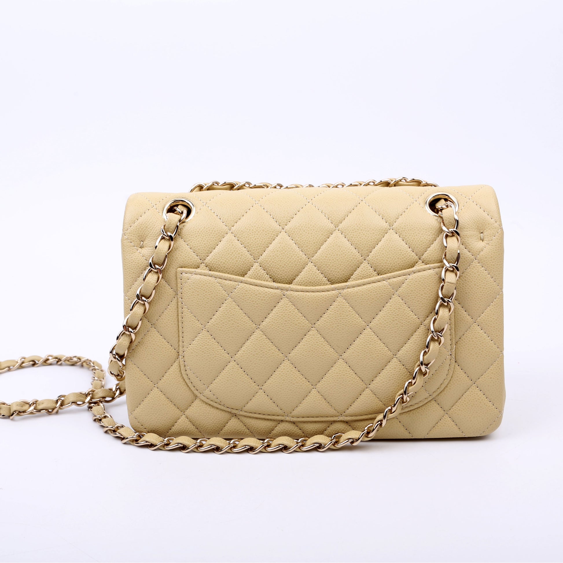 Chanel Classic Flap Caviar Neutral Small Handbag