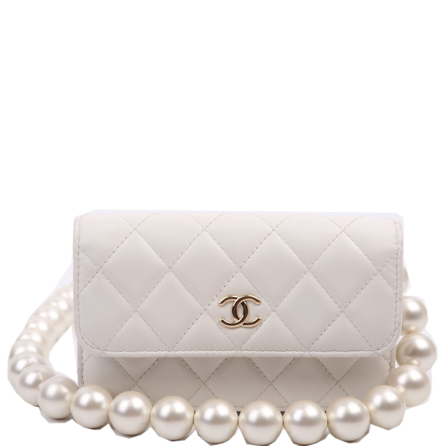 Chanel Maxi Pearls WOC Lambskin 30M White Clutch Bag