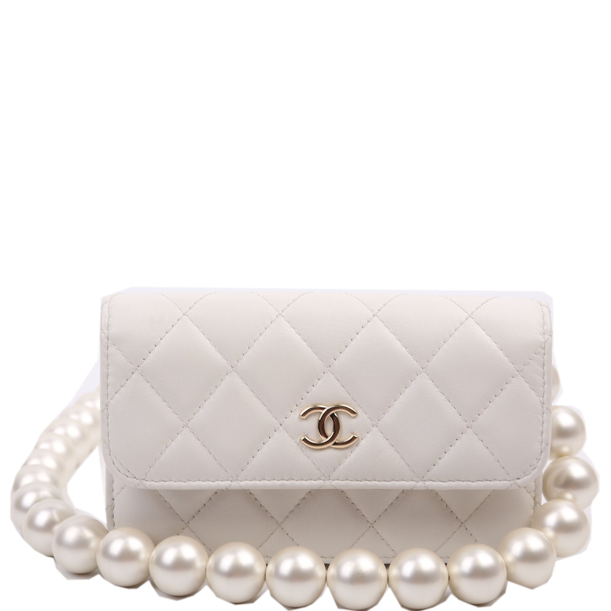 Chanel Maxi Pearls WOC Lambskin 30M White Clutch Bag