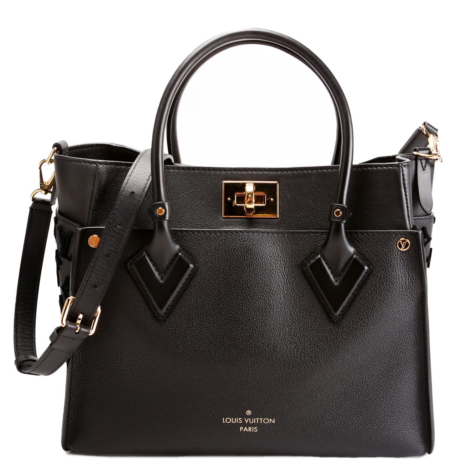 Louis Vuitton On My Side MM Calfskin Black Handbag Black 2