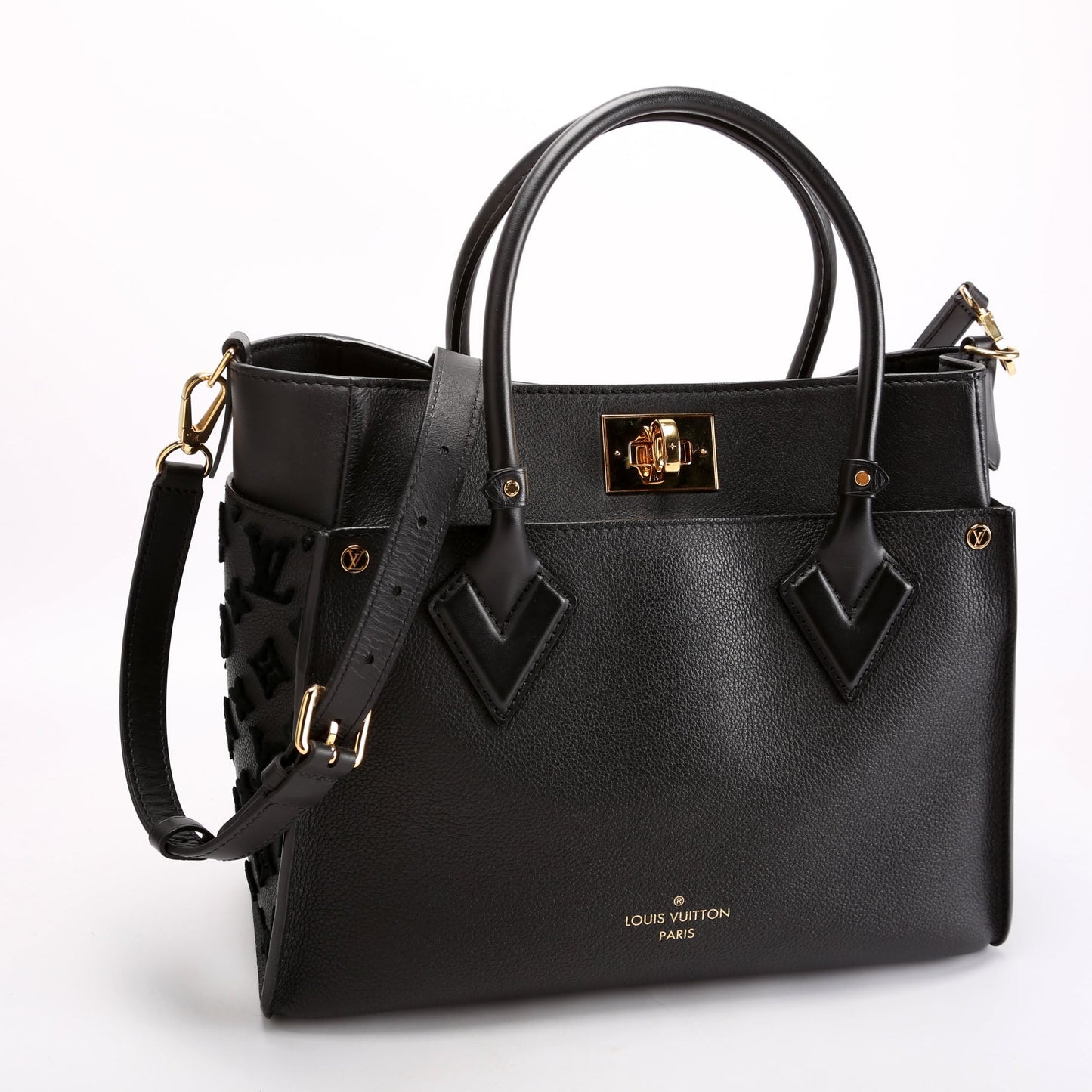 Louis Vuitton On My Side MM Calfskin Black Handbag Black 2