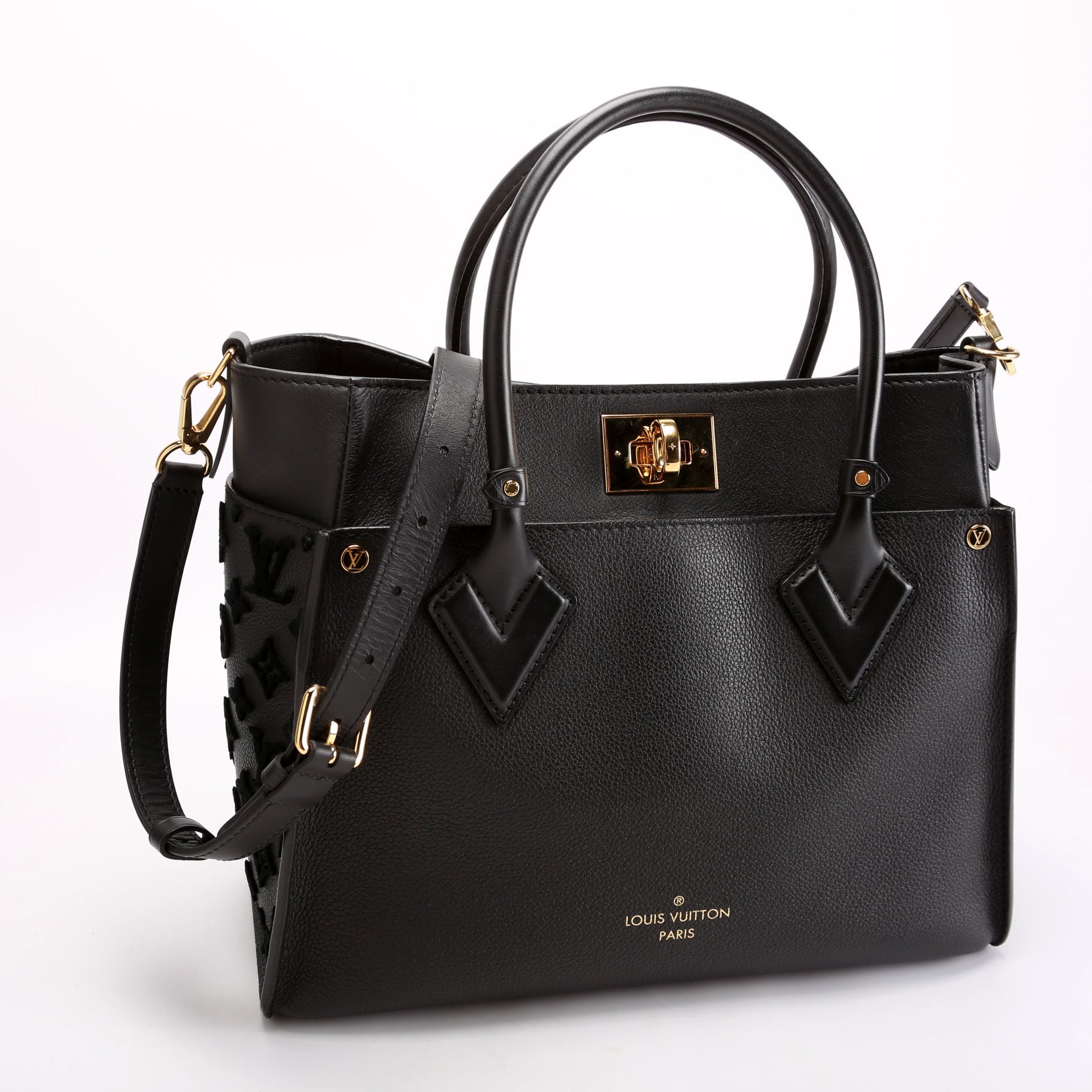 Louis Vuitton On My Side MM Calfskin Black Handbag Black 2
