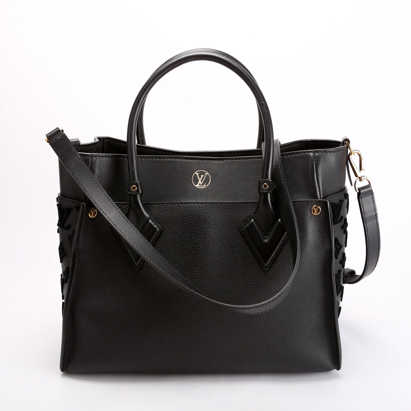 Louis Vuitton On My Side MM Calfskin Black Handbag Black 2