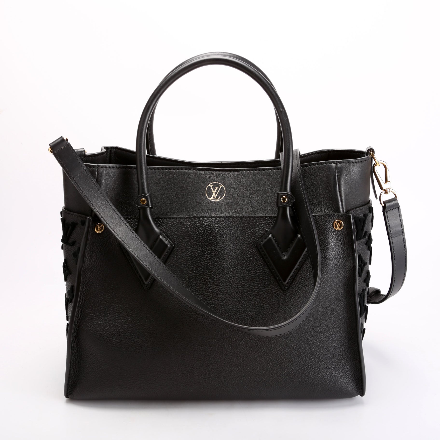Louis Vuitton On My Side MM Calfskin Black Handbag Black 2